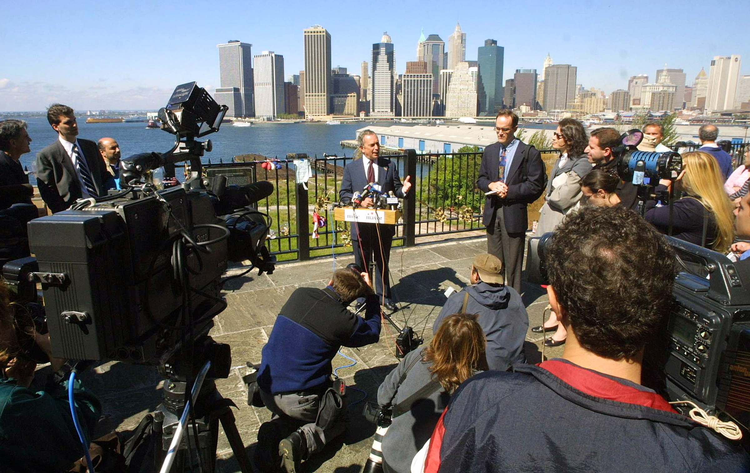 Bloomberg, then a New York City Republican mayoral candidate, speaks to the media in Brooklyn on Sept. 26, 2001, after winning the Republican primary. (Mario Tama—Getty Images)