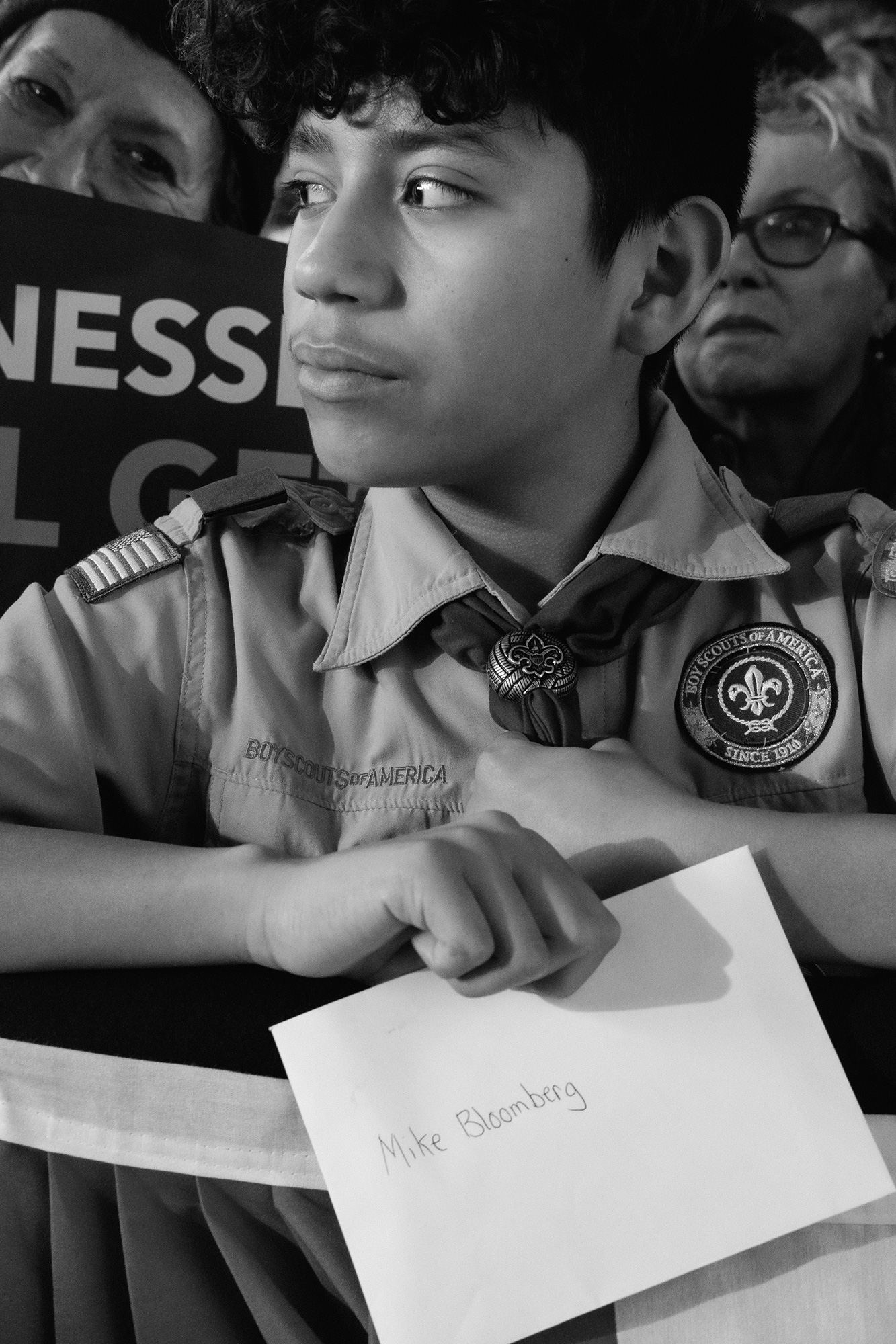A Boy Scout at the Bloomberg rally in Memphis. (Christopher Lee for TIME)