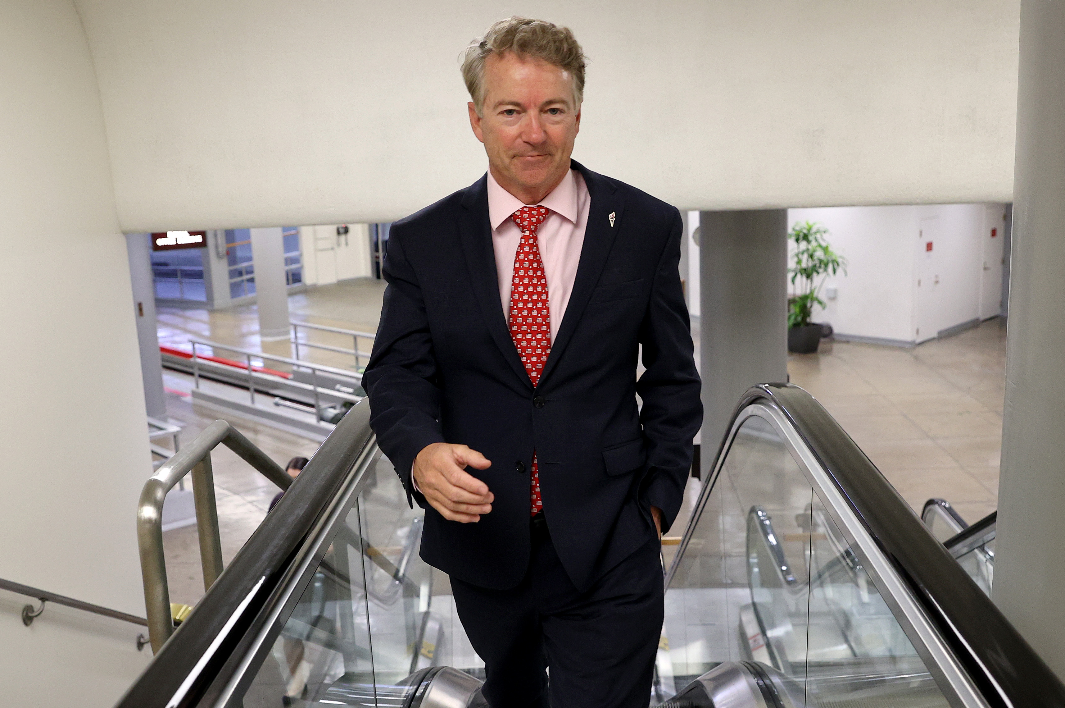 Sen. Rand Paul, (R-KY), arrives at the U.S. Capitol for a vote on March 18, 2020, four days before announcing he had tested positive for the coronavirus. (Win McNamee—Getty Images)