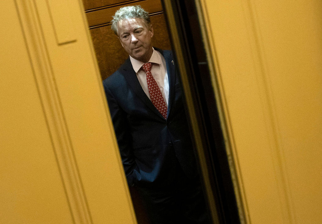 U.S. Sen. Rand Paul (R-KY) takes an elevator at the U.S. Capitol for a vote on March 18 in Washington, DC. (Getty Images&mdash;2020 Getty Images)