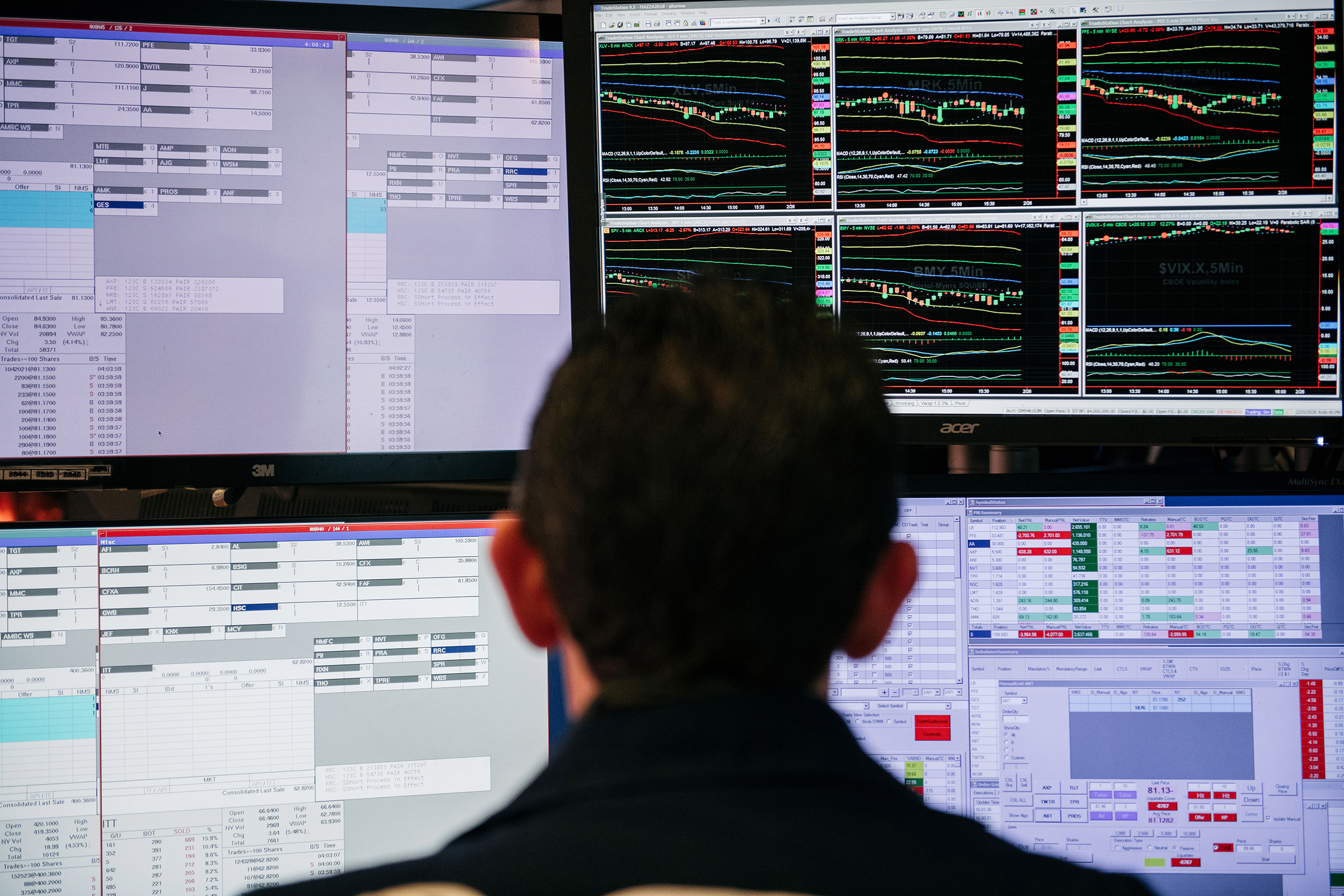 Traders work through the closing minutes of trading on the New York Stock Exchange floor on February 25, 2020 in New York City. (Scott Heins—Getty Images)
