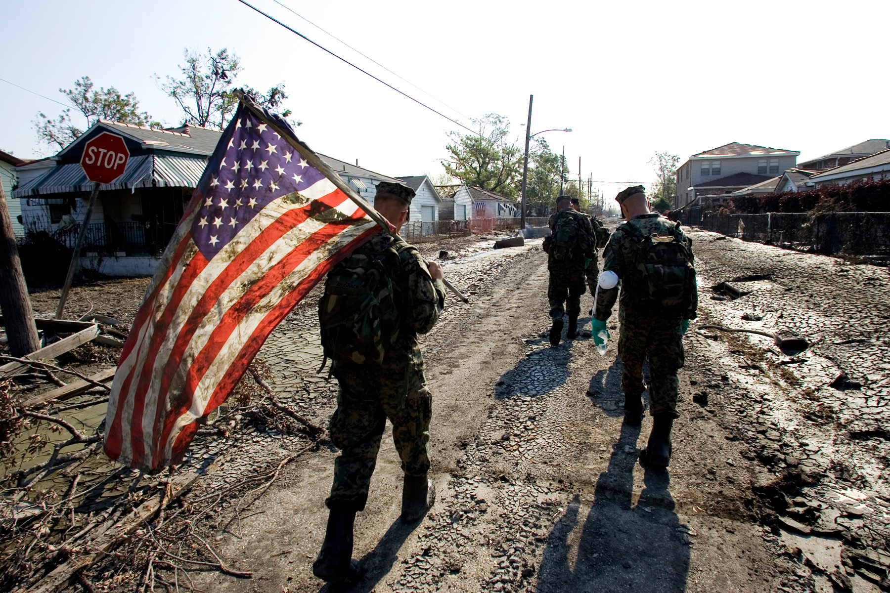 Marines in the Ninth Ward of New Orleans after Hurricane Katrina (Ted Soqui—Corbis/Getty Images)