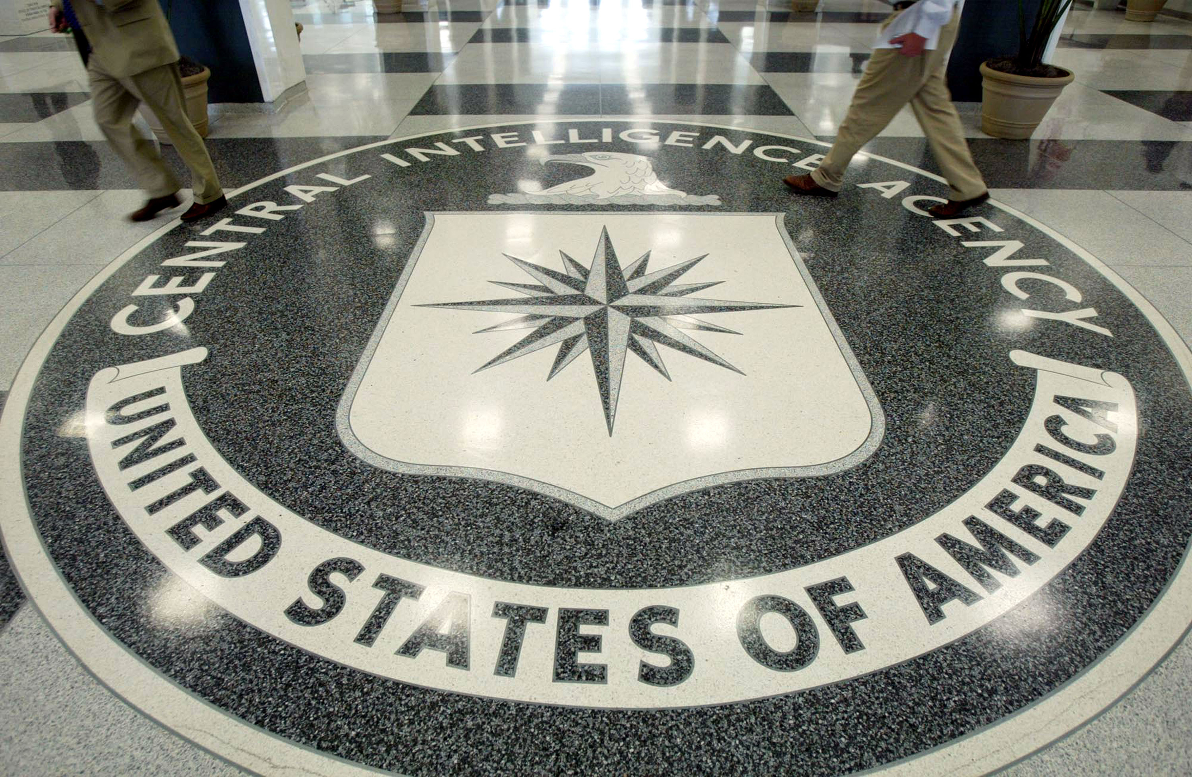 The CIA symbol is shown on the floor of CIA Headquarters in Langley, Virginia. (Mark Wilson—Getty Images)