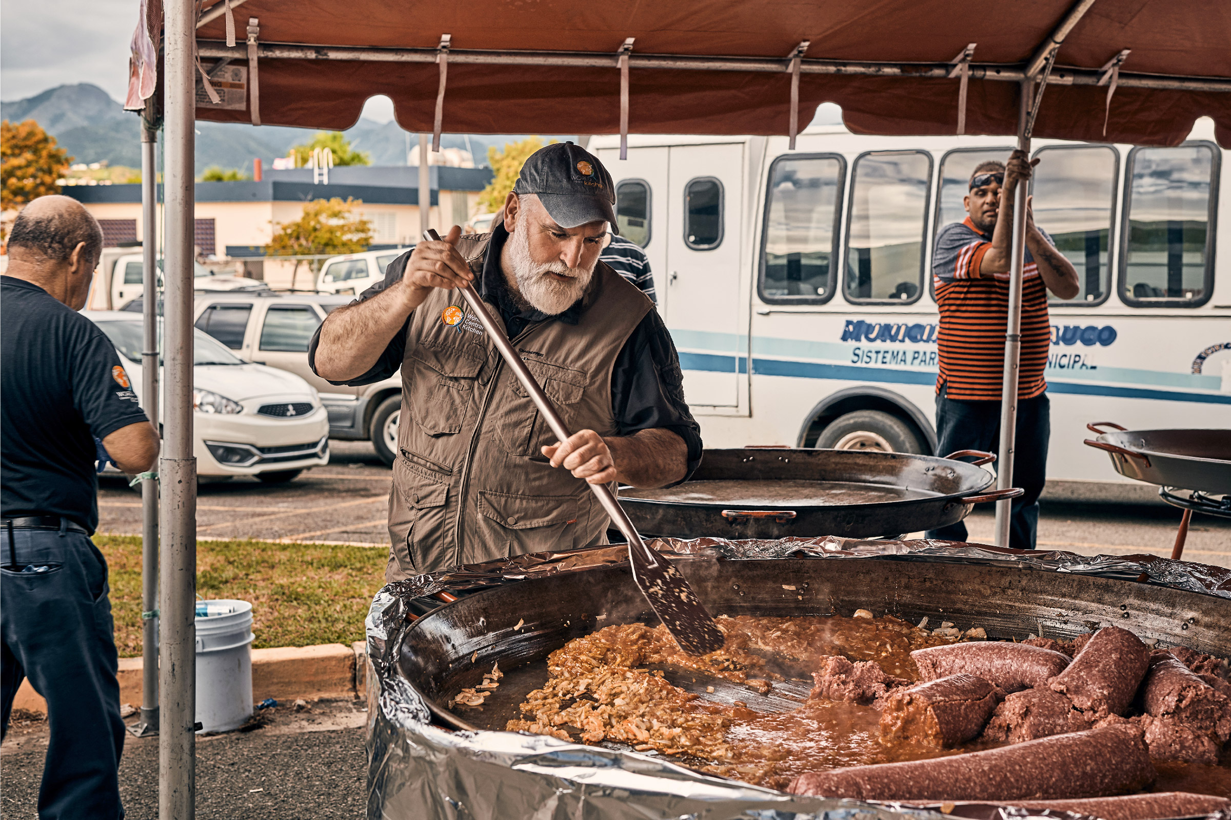 In January, Andrés stirs a pan in Puerto Rico after an earthquake (Christopher Gregory-Rivera for TIME)