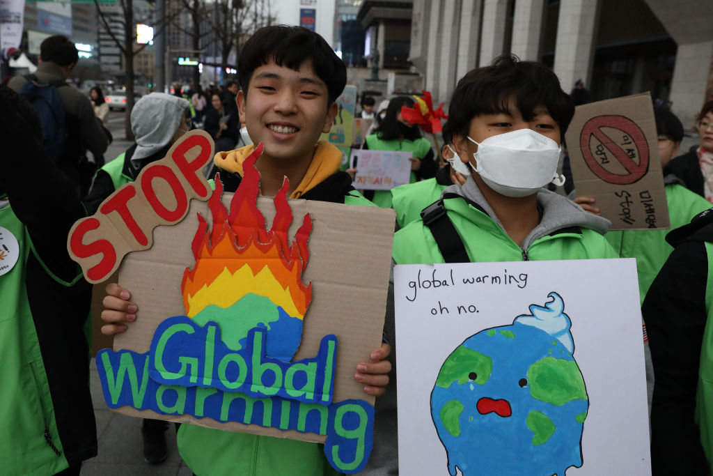 South Korean students participate in a Climate Strike rally on March 15, 2019 in Seoul, South Korea. (Chung Sung-Jun–Getty Images)