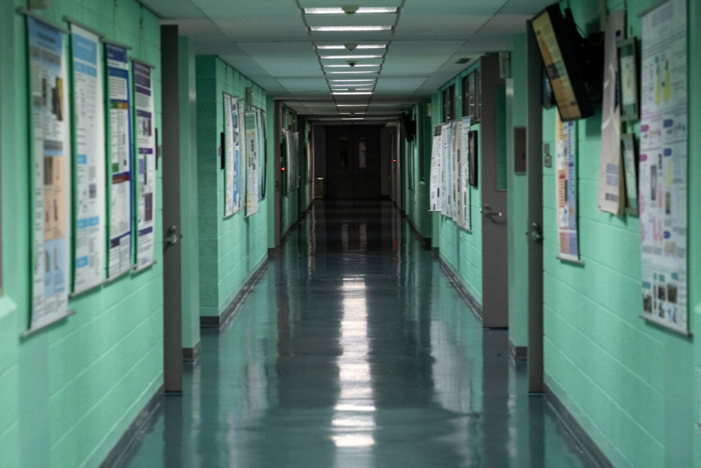 A view of an empty hallway at the Taipei American School in Taipei on Feb. 24, 2020. (Walid Berrazeg—SOPA Images/LightRocket/Getty Images)