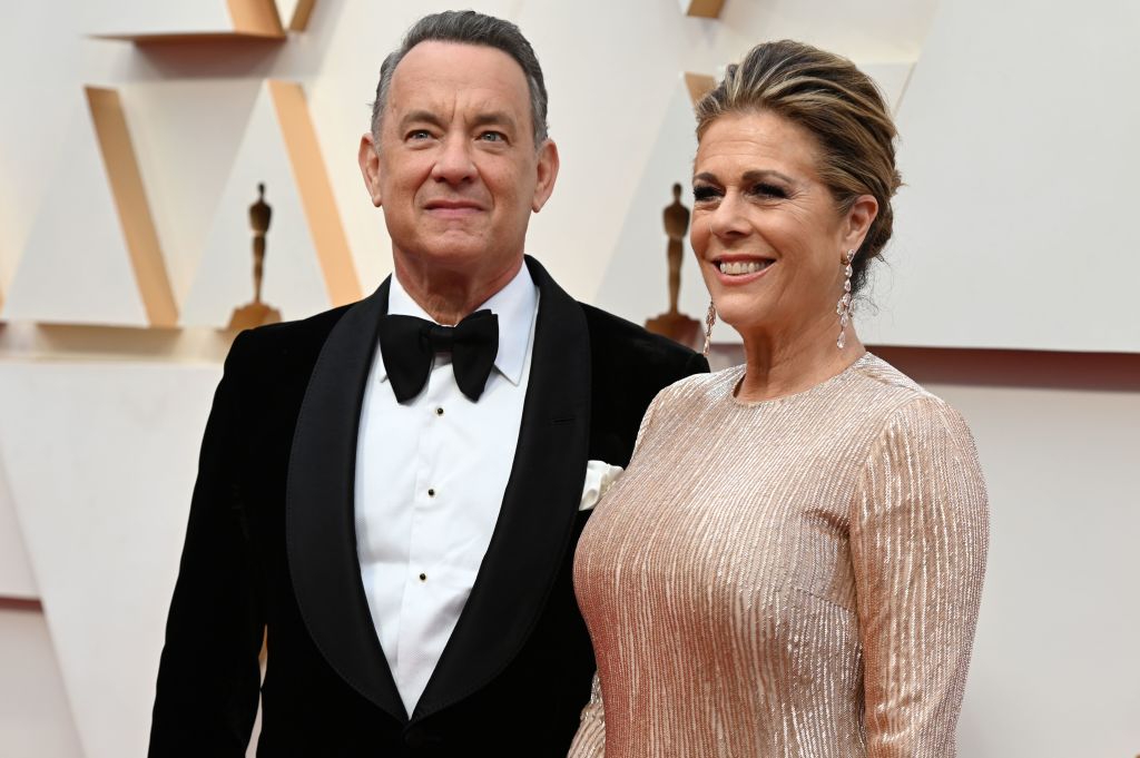 Tom Hanks and wife Rita Wilson arrive for the 92nd Oscars at the Dolby Theatre in Hollywood, California on February 9, 2020. (Robyn Beck—AFP/Getty Images)