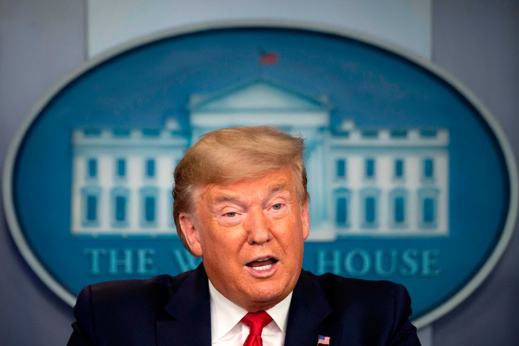 President Donald Trump speaks during the daily briefing on the novel coronavirus, COVID-19, in the Brady Briefing Room at the White House on March 26, 2020, in Washington, D.C. (Jim Watson–AFP/Getty Images)
