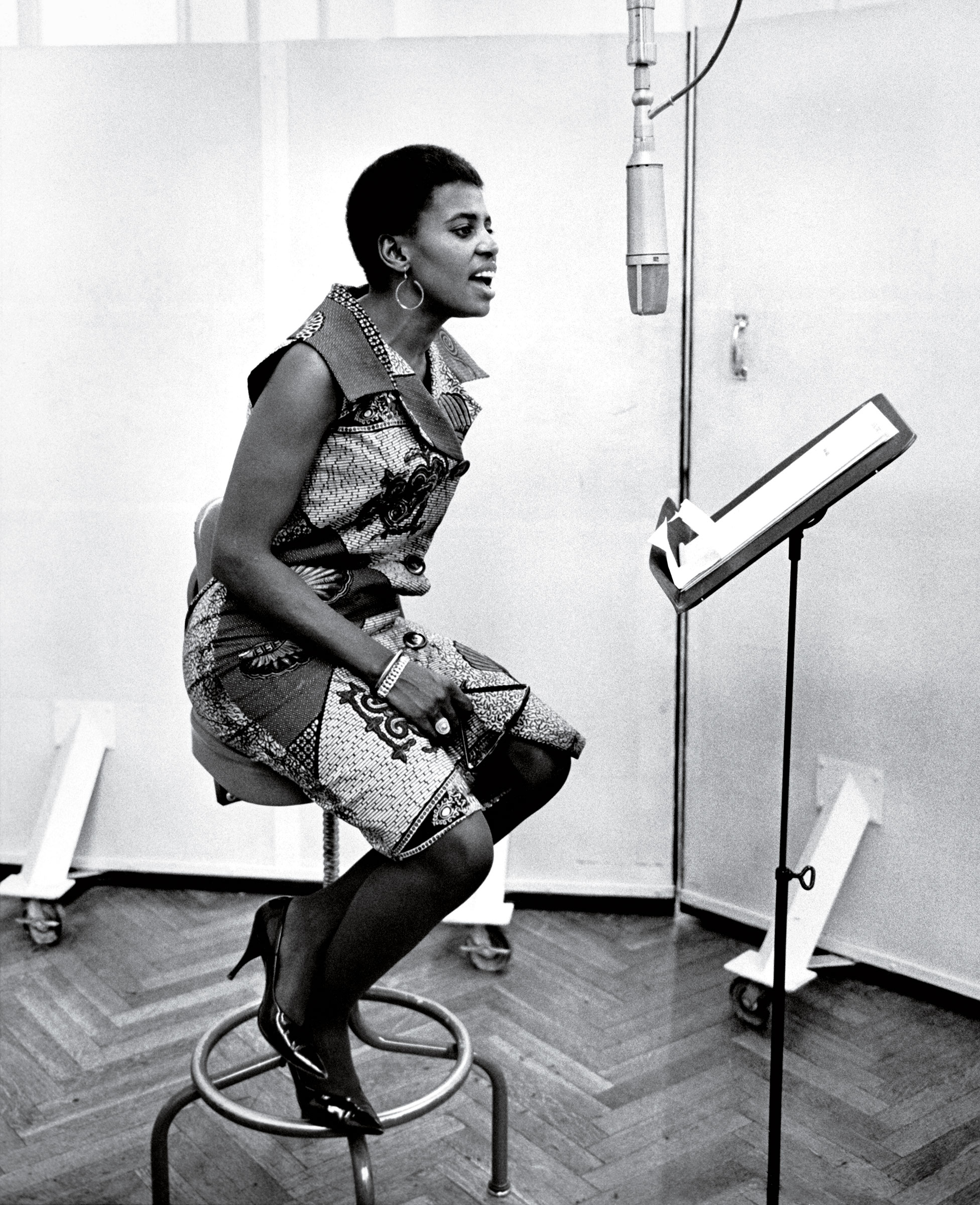 South African singer Zenzi Miriam Makeba in the RCA recording studios in the 1960s in New York City. (Michael Ochs Archives—Getty Images)