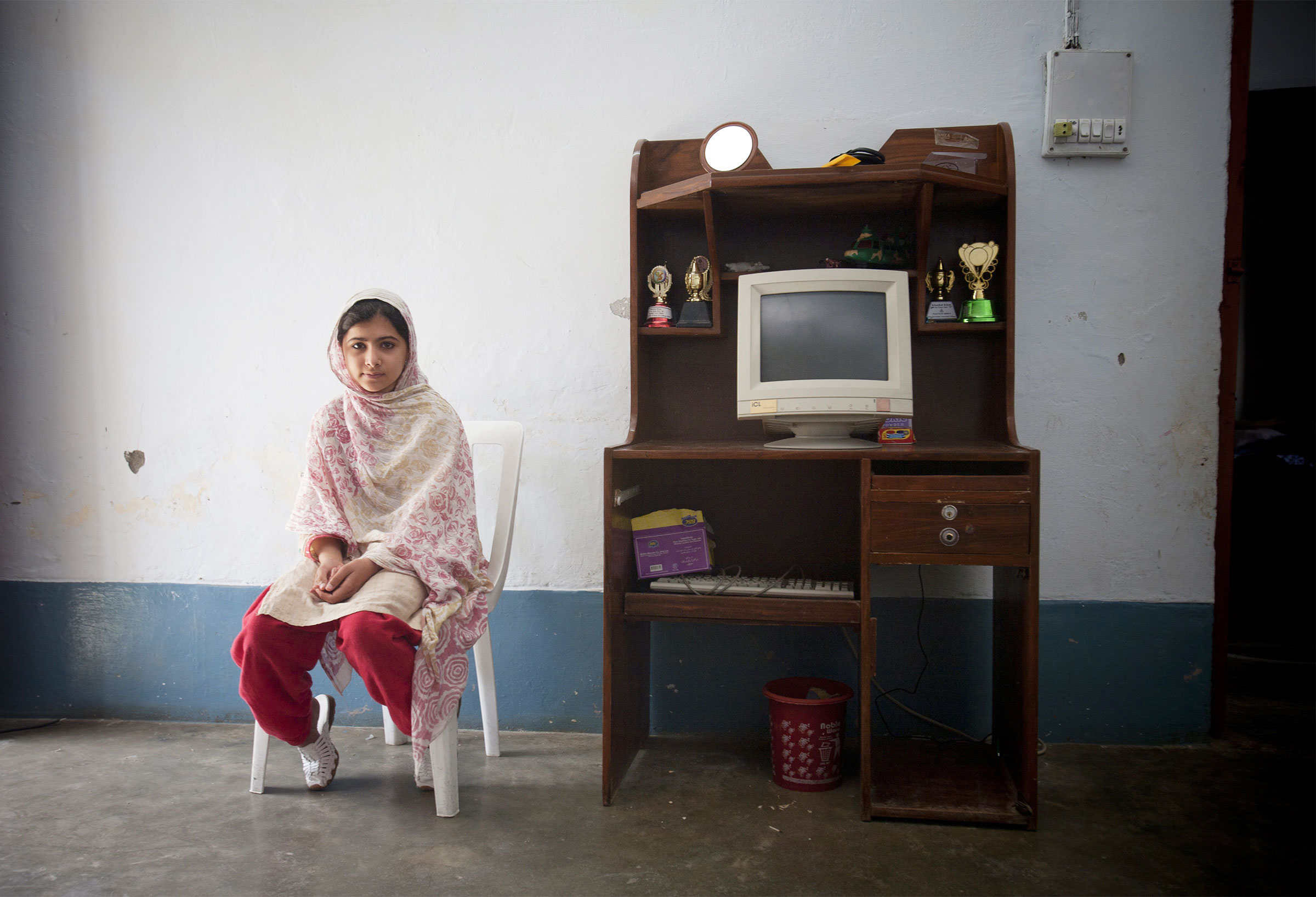 Malala Yousafzai on March 26, 2009 in Peshawar, Pakistan. (Veronique de Viguerie—Getty Images)