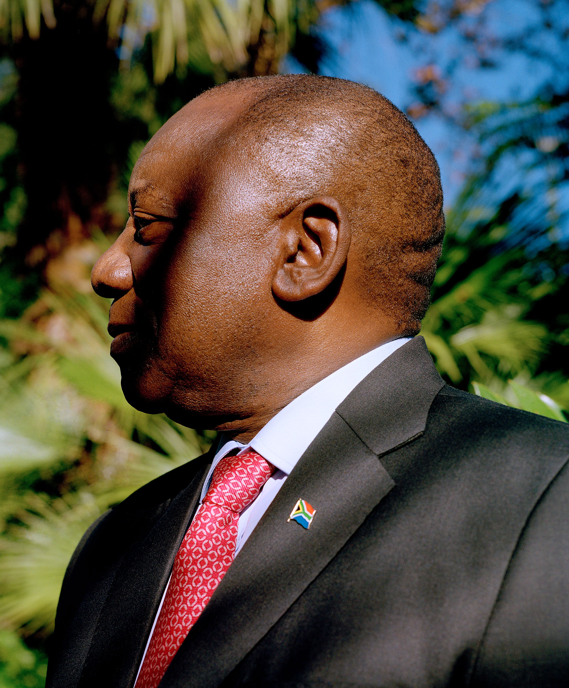 President of the Republic of South Africa Cyril Ramaphos poses for a portrait outside