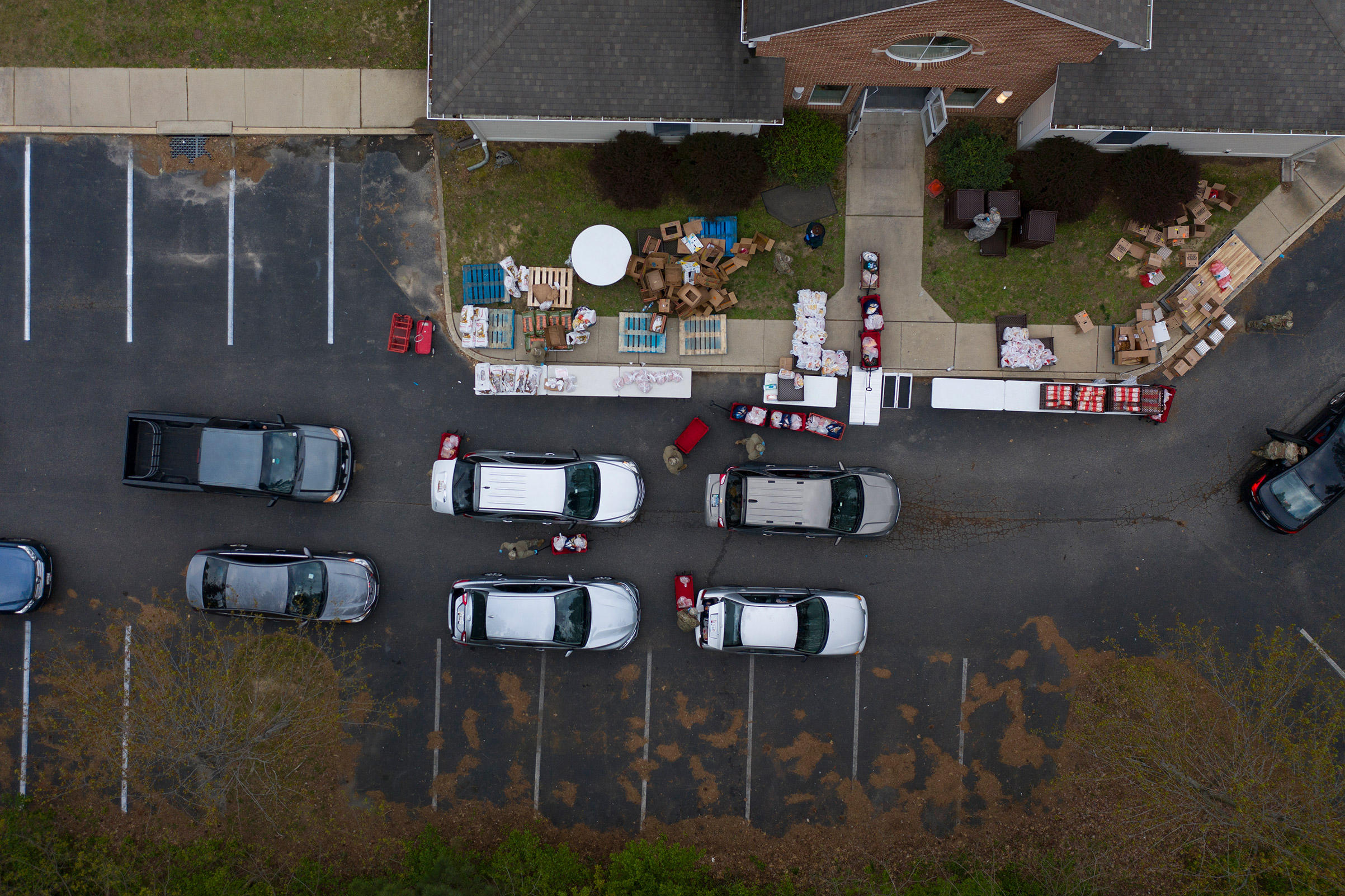 Overview of a food distribution site during the stay-at-home order in Centreville, Md., on April 17. (Peter van Agtmael—Magnum Photos for TIME)
