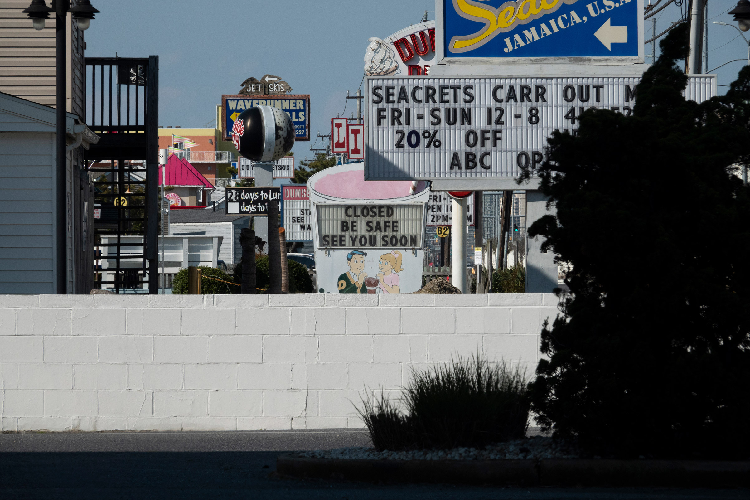 Street signs during the Coronavirus pandemic in Ocean City, Md., on April 16. (Peter van Agtmael—Magnum Photos for TIME)
