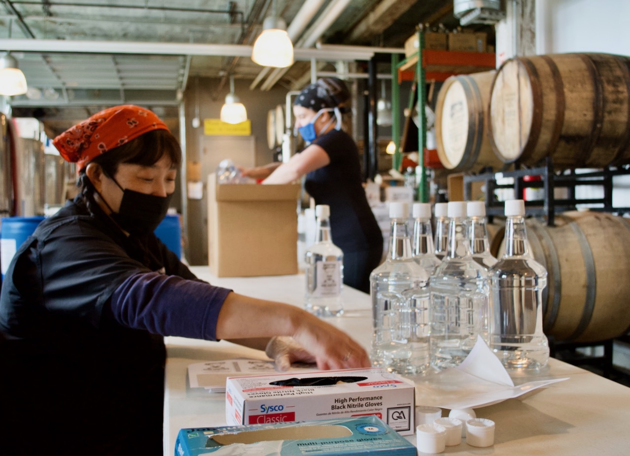 Journeyman Distillery in Three Oaks, Michigan, has pivoted from making whiskey to producing hand sanitizer during the COVID-19 pandemic. (Courtesy of Journeyman Distillery)