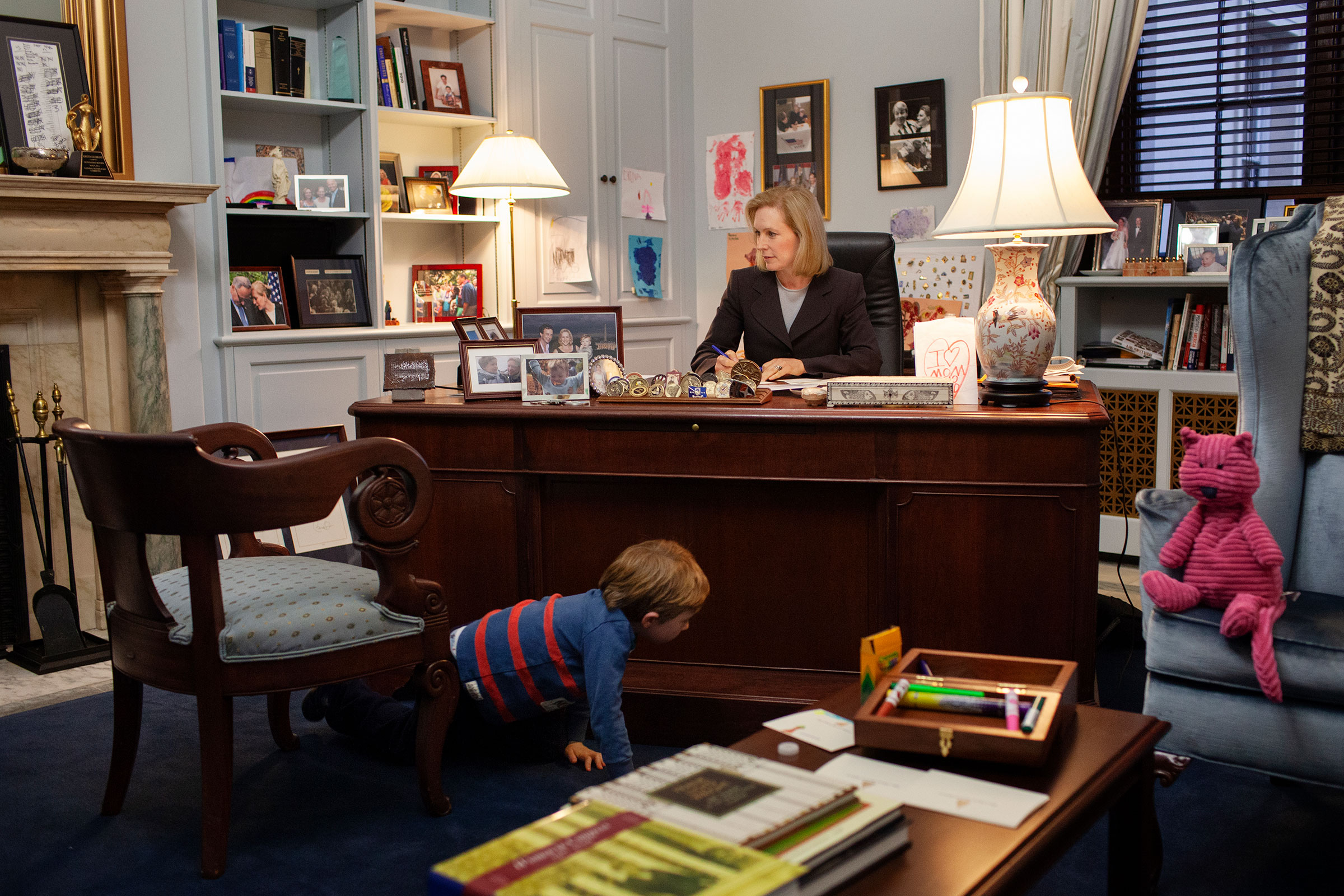 Gillibrand, pictured in her Senate office in 2013, the same year she introduced the FAMILY Act to the Senate (Lauren Lancaster)