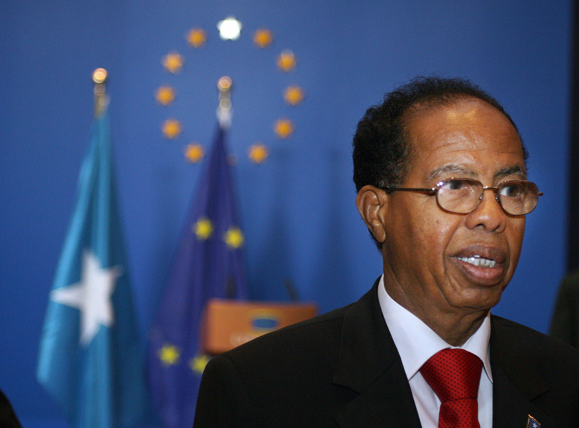 Somalian Prime Minister Nur Hassan Hussein in February 2008 (Dominique Faget—AFP/Getty Images)