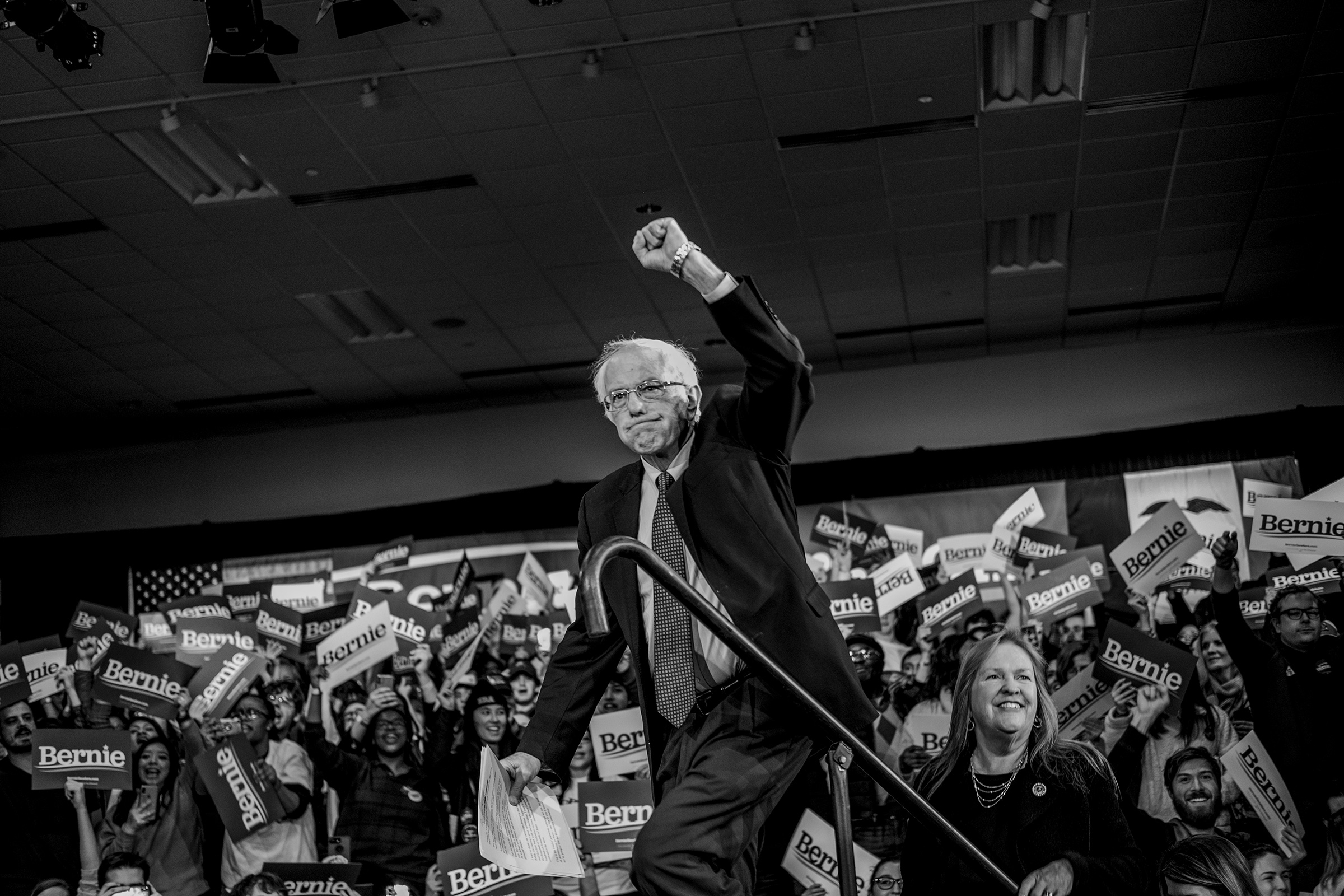 Sen. Bernie Sanders on night of the Iowa Caucus in Des Moines, Iowa on Feb. 3, 2020.
