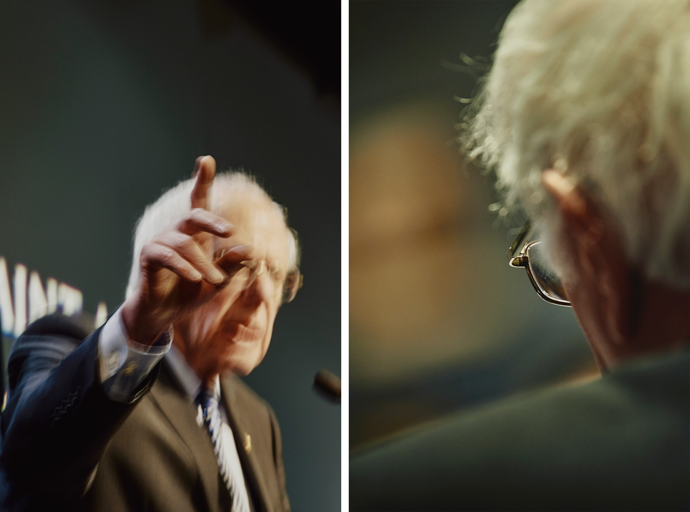 Bernie Sanders speaks at a campaign event in Manchester, N.H. on Feb. 7, 2020. (Tony Luong for TIME)