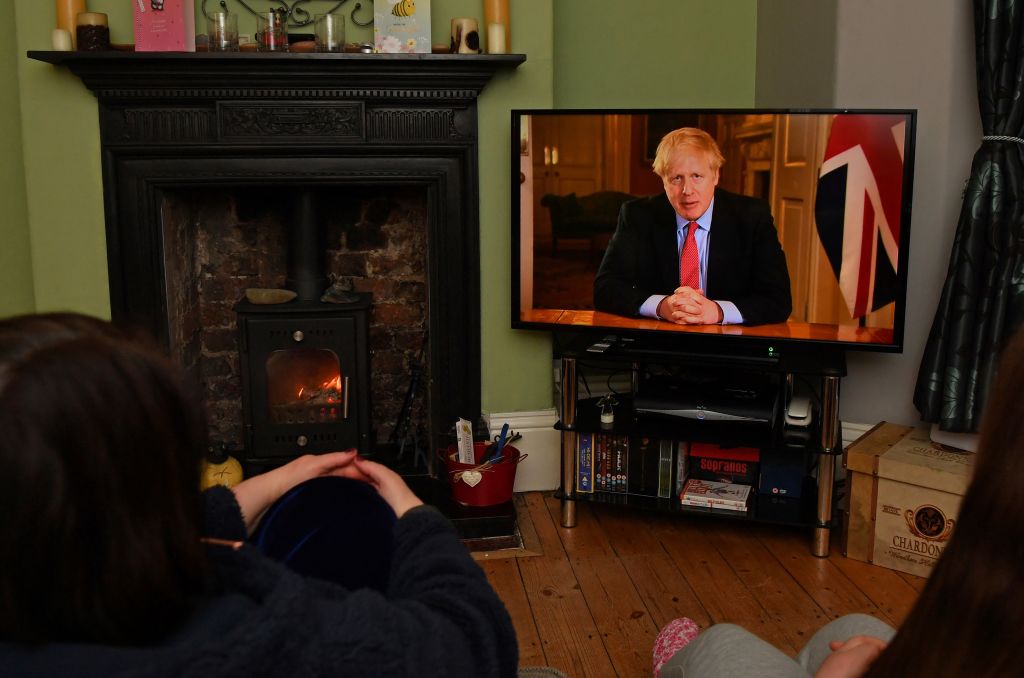 Prime Minister Boris Johnson makes a televised address to the nation from inside 10 Downing Street on March 23, 2020. (PAUL ELLIS/AFP via Getty Images)