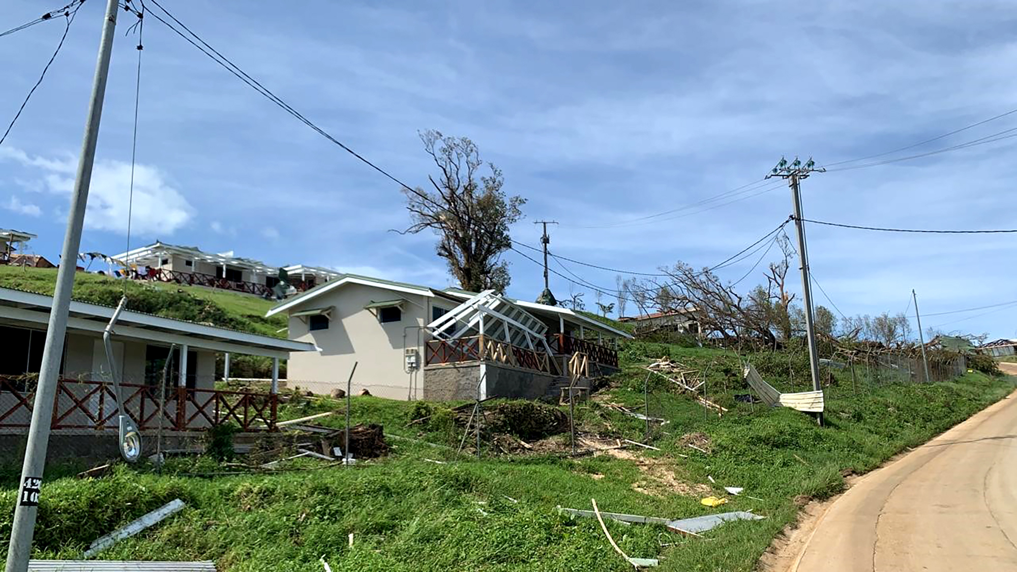 This photo supplied by World Vision, a house is damaged from Cyclone Harold on the island of Santo in Vanuatu on April 8, 2020. (World Vision/AP)