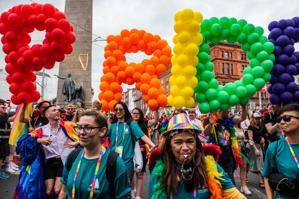 People take a part in Pride Parade in Dublin. Saturday 29 June 2019, Dublin, Ireland. (Szymon Barylski/NurPhoto—Getty Images)