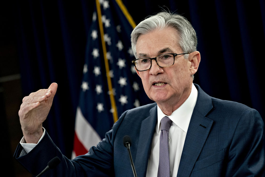 Jerome Powell, chairman of the U.S. Federal Reserve, speaks during a news conference in Washington, D.C., U.S., on March 3, 2020. (Andrew Harrer—Bloomberg/Getty Images)
