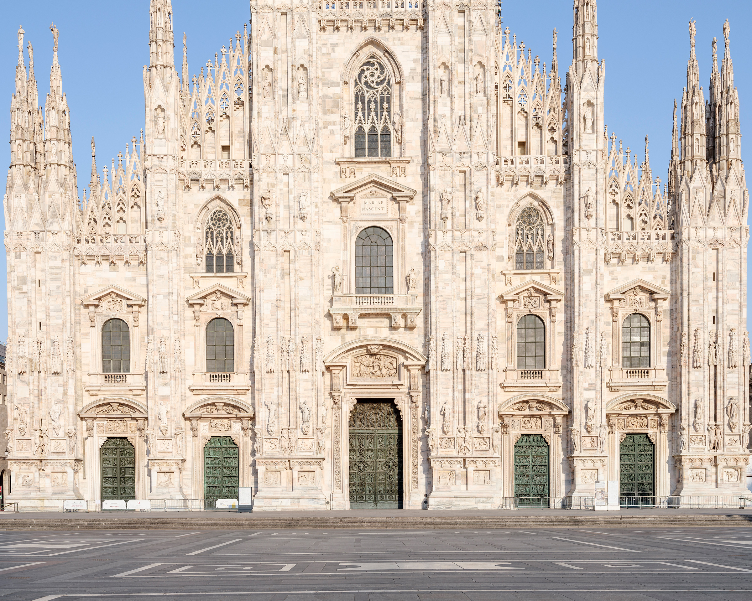An empty Piazza del Duomo in Milan. The city was included in the early March lockdown of much of Italy's north, before the restrictions on movement were instituted nationwide. (Lorenzo Meloni—Magnum Photos for TIME)