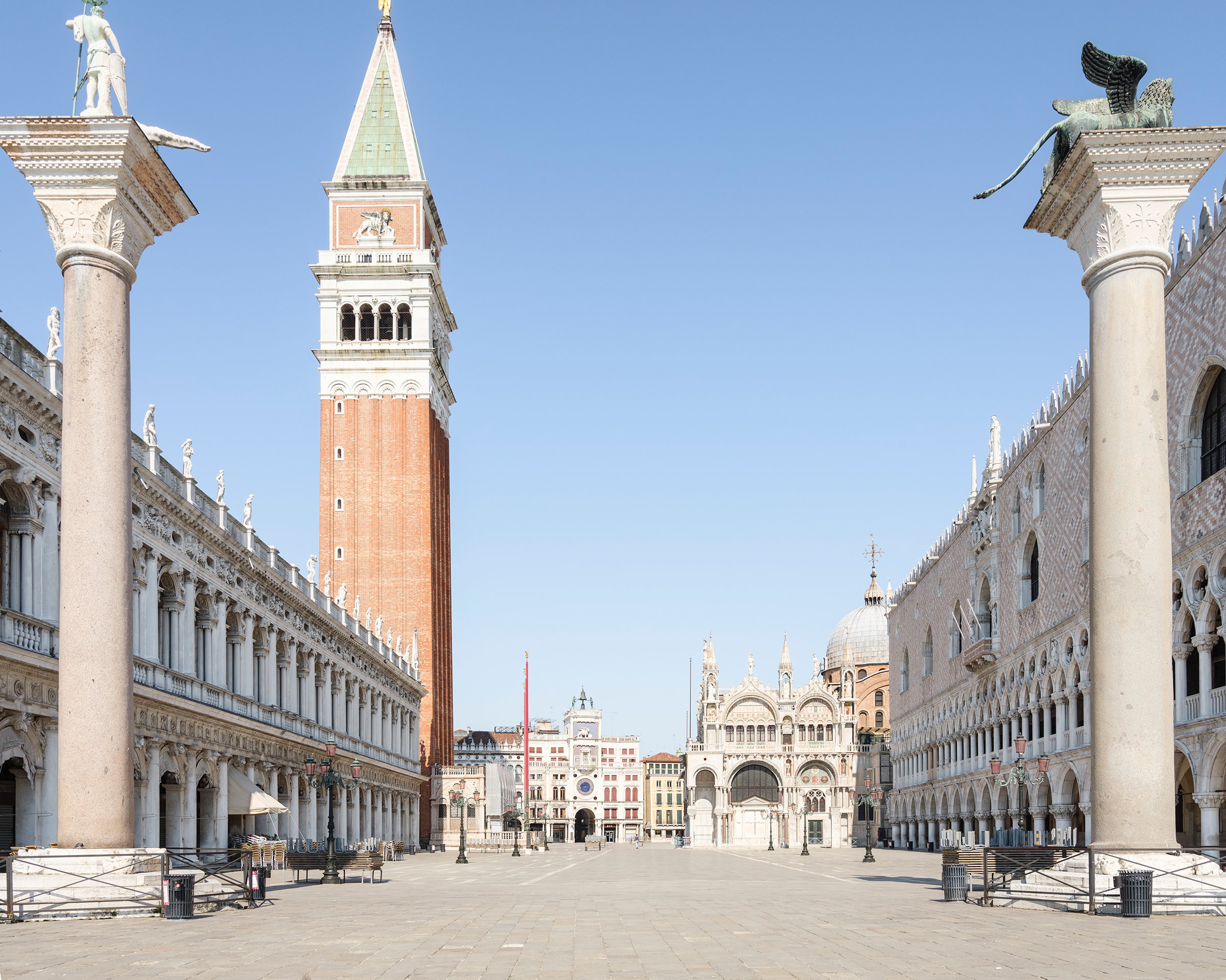 An empty St. Mark’s Square in Venice.