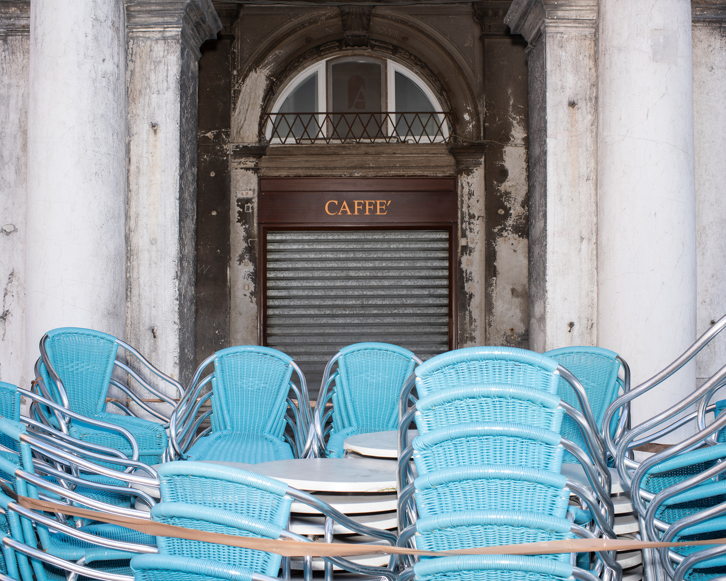 A closed coffee shop in St. Mark's Square.