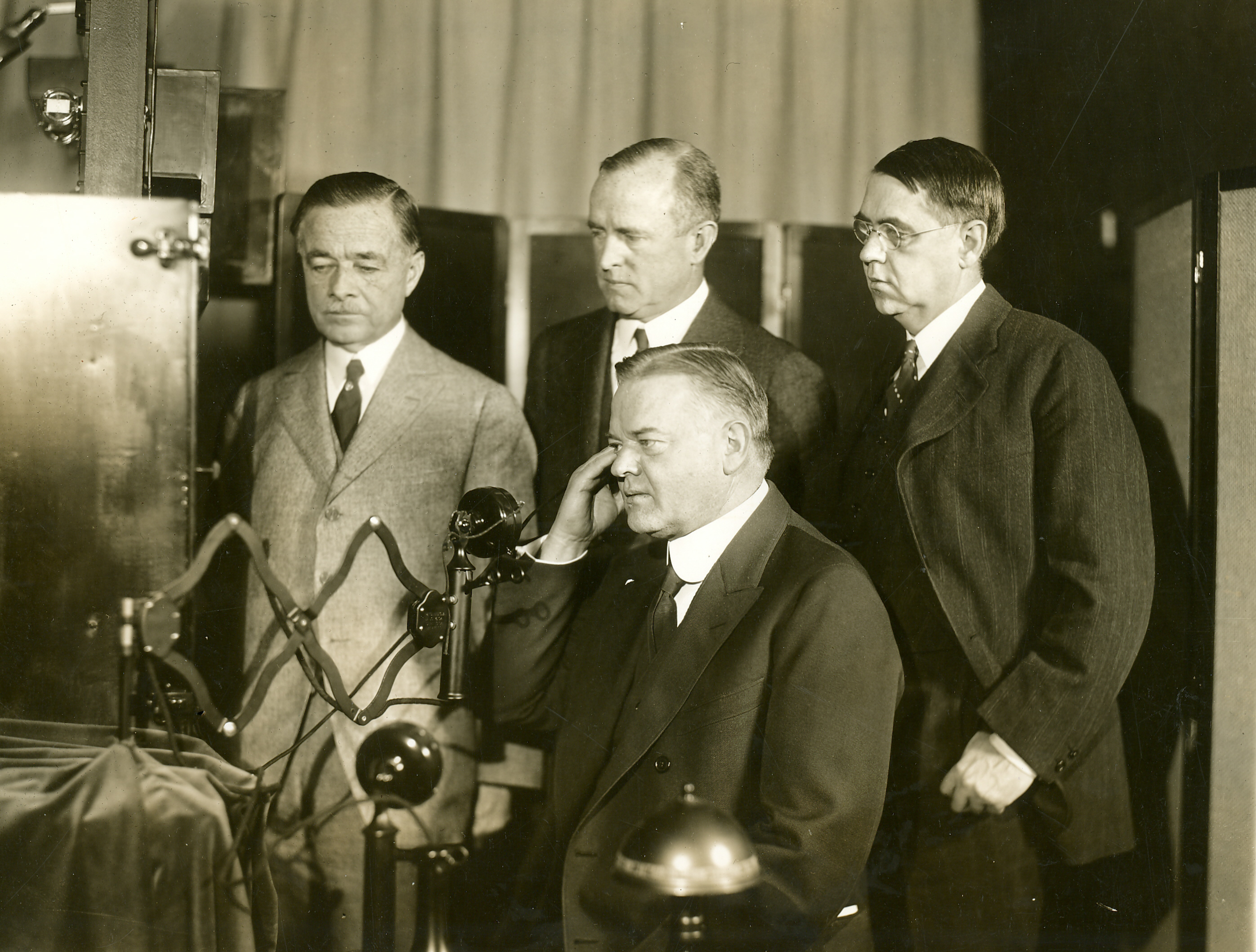 The first Public one-way TV Demo call, with Herbert Hoover in Washington, D.C. (Courtesy AT&amp;T Archives and History Center)