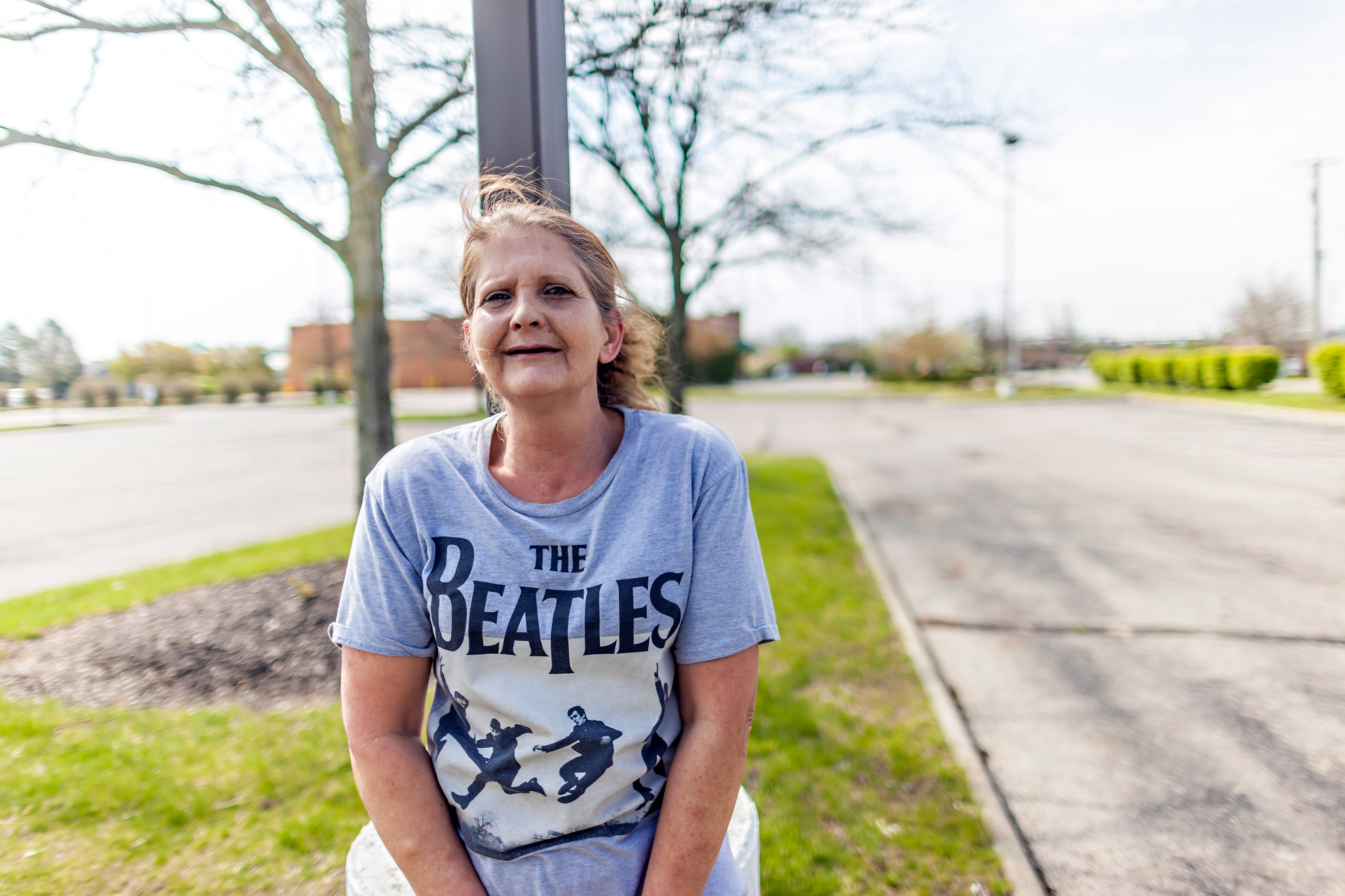 Cindy Kimbler outside her place of work, the Volunteers of America store, in Grove City, Ohio on April 25, 2020. Kimbler received help from the Legal Aid Society of Ohio after debt-collectors started garnishing her wages in March. (James D. DeCamp—JamesDeCamp.com)