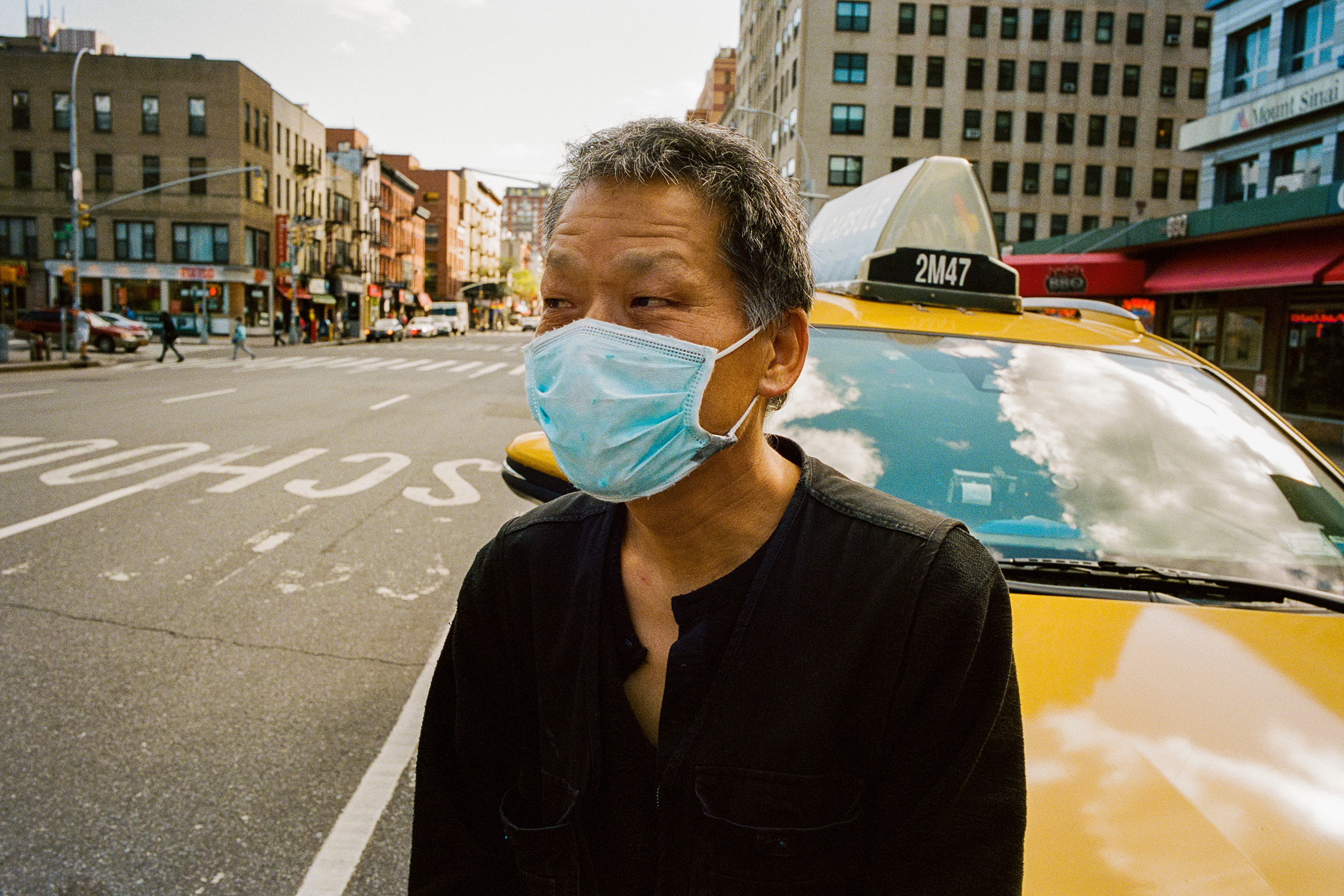 <strong>Kim Jaemin, 58, Taxi Driver, Manhattan.</strong> Business has plummeted, so has the civility of the customers who enter Kim’s cab. “We face a lot of crazy, racist people,” says the South Korean driver (bottom far right). “The yellow cab driver is an essential employee but I don’t think the city respects us like doctors and nurses, the police, the subway workers. They never talk about the yellow-cab drivers risking their lives. We move the city.” (Andre D. Wagner for TIME)