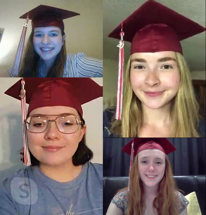 Lauren has a Skype call with her friends in their graduation caps. (Courtesy Lauren Ulrich)