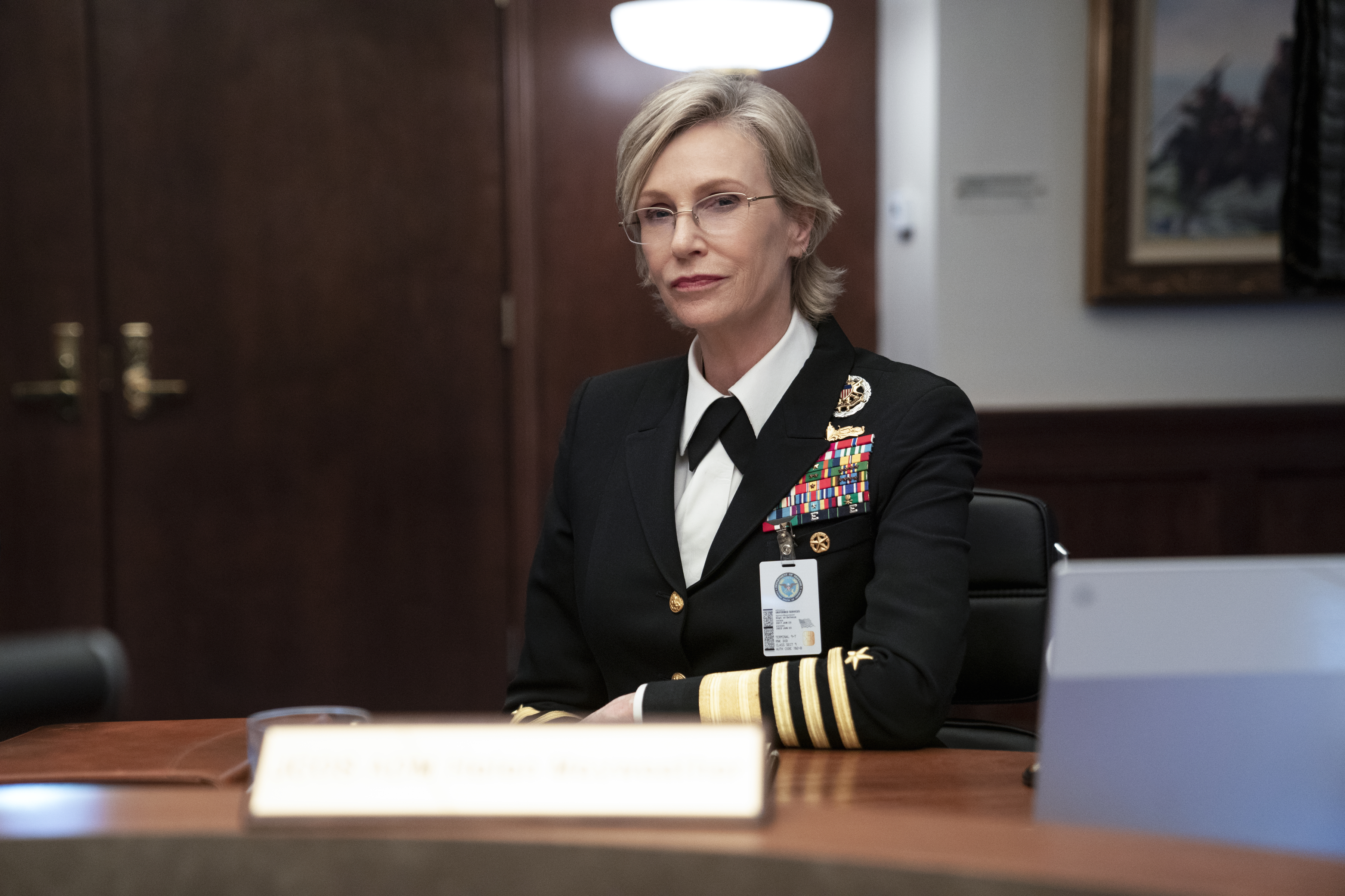Jane Lynch as chief of naval ops in 'Space Force.' (AARON EPSTEIN/NETFLIX)
