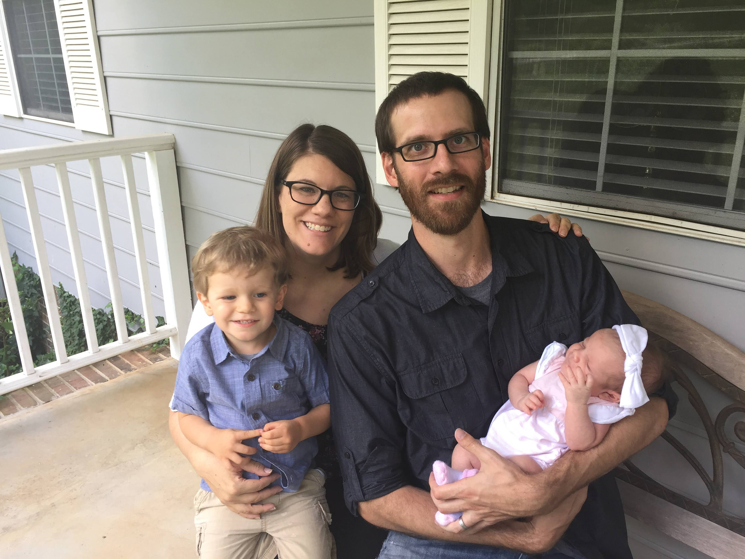 Rachel Held Evans and Daniel Jonce Evans with their children in June 2018 (Courtesy of Peter Held)