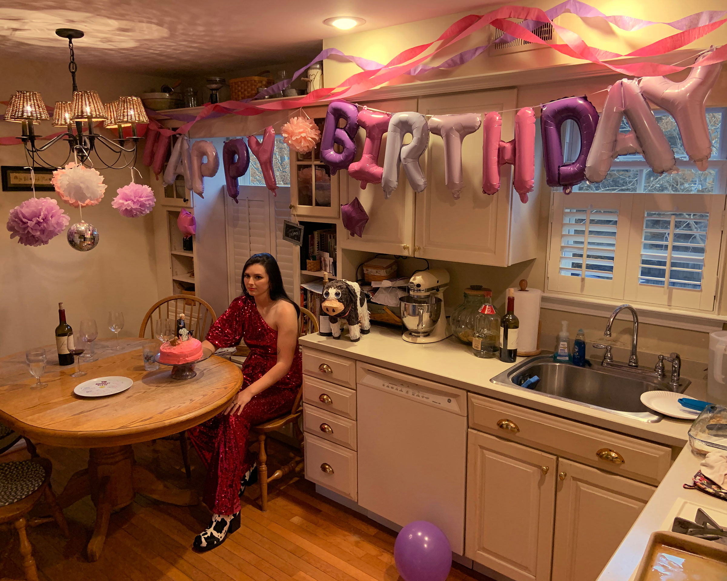 Brooke Yarsinsky, Drexel University Class of 2020, celebrating her birthday in her family’s kitchen in Marlton, N.J. (Hannah Beier)