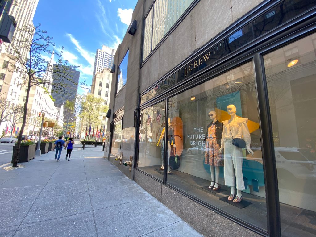 A street remains mostly deserted near a J Crew store during the coronavirus pandemic on May 3, 2020 in New York City. (Rob Kim—Getty Images)