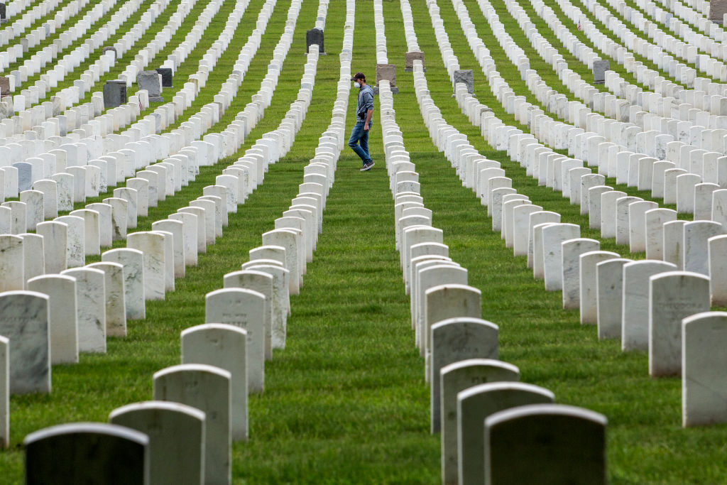 Graves of U.S. soldiers at the Cypress Hill Military Cemetery in Brooklyn, NY on May 25, 2020. (Pablo Monsalve—VIEWpress/Corbis/Getty Images&mdash;)