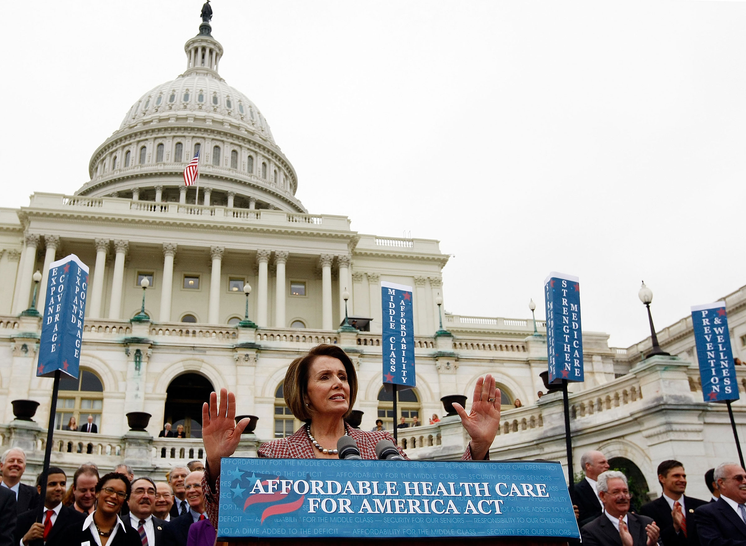 Speaker of the House Rep. Nancy Pelosi speaks during an event at the U.S. Capitol unveiling the House of Representatives' "Affordable Health Care for America Act" on Oct. 29, 2009. (Win McNamee—Getty Images)