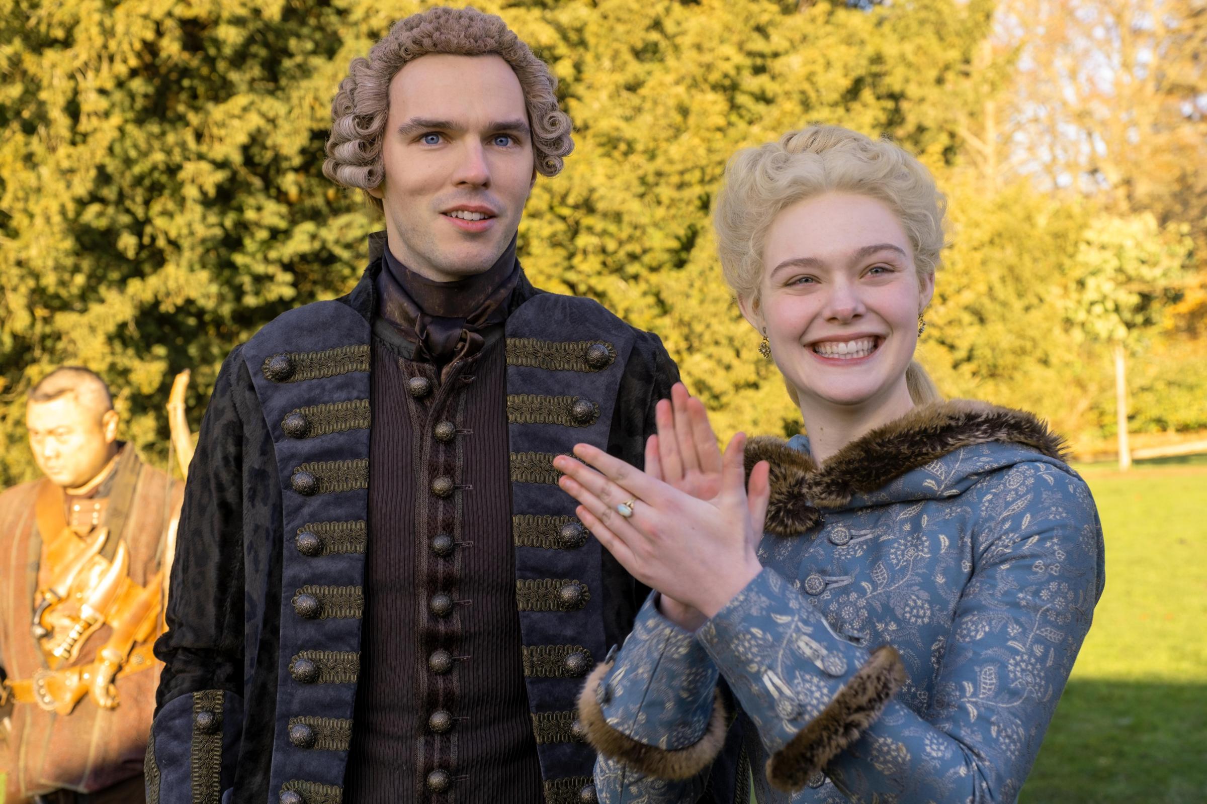 Nicholas Hoult and Elle Fanning in 'The Great'