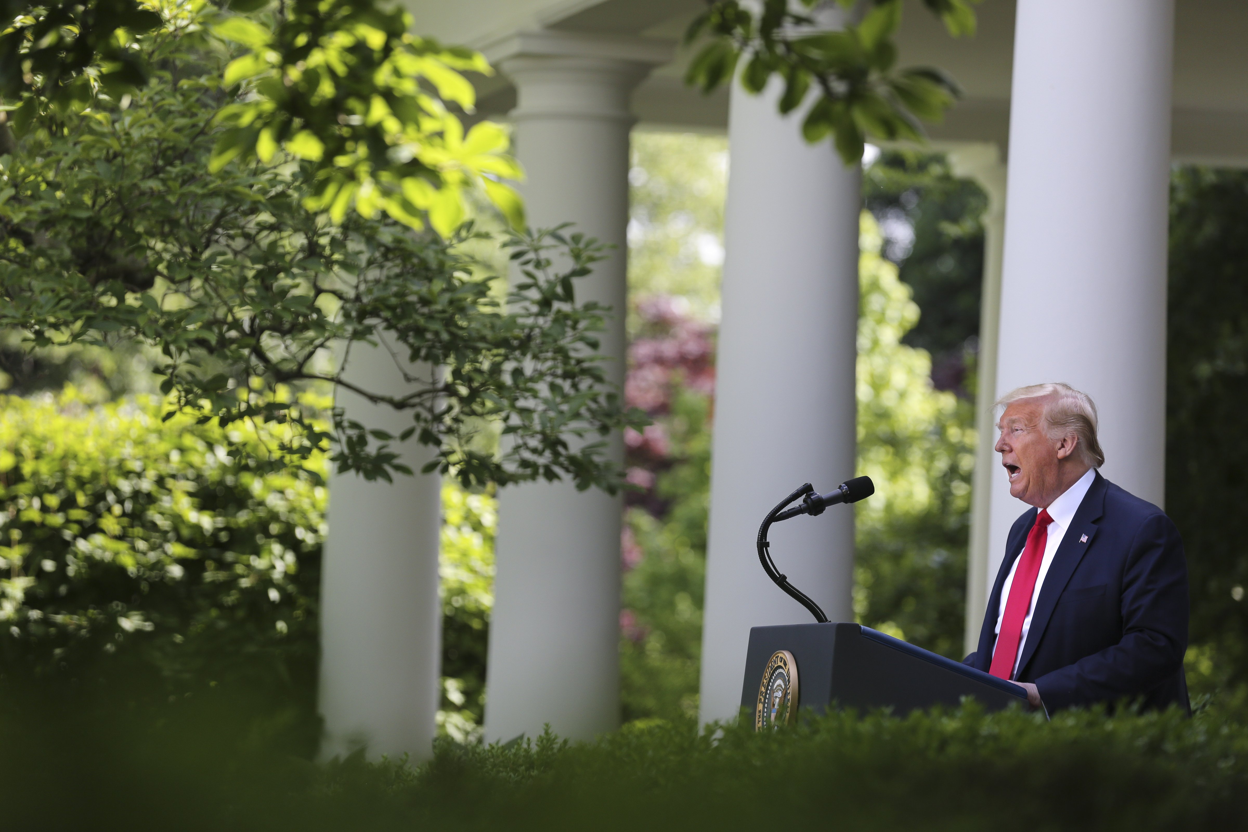 President Donald Trump speaks during an event at the White House in Washington, D.C. on May 26, 2020. (Oliver Contreras—Bloomberg/Getty Images)