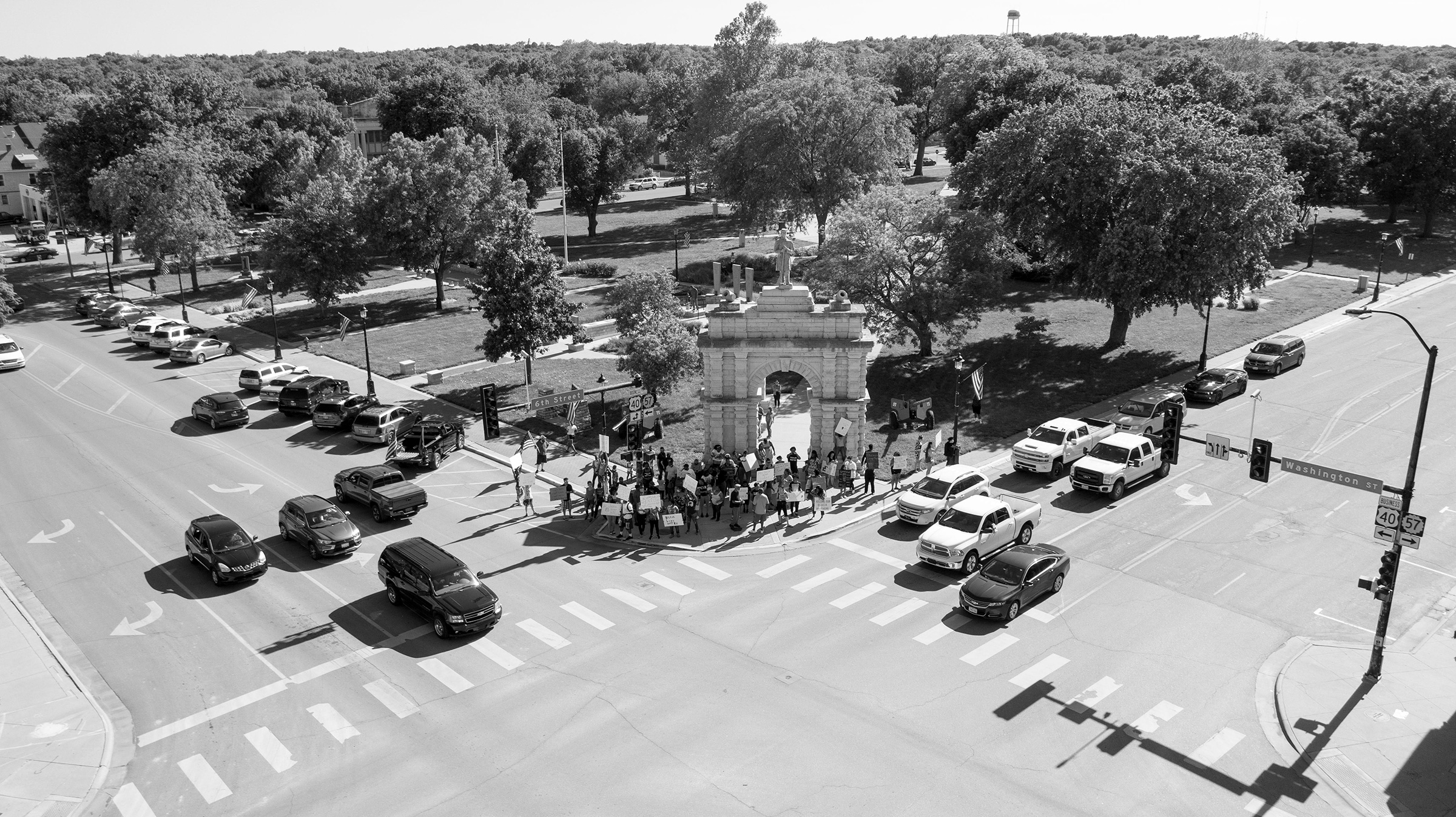 A Protest in response to the killing of George Floyd in Heritage Park, Junction City, Kans., May 29, 2020. (Doug Barrett)