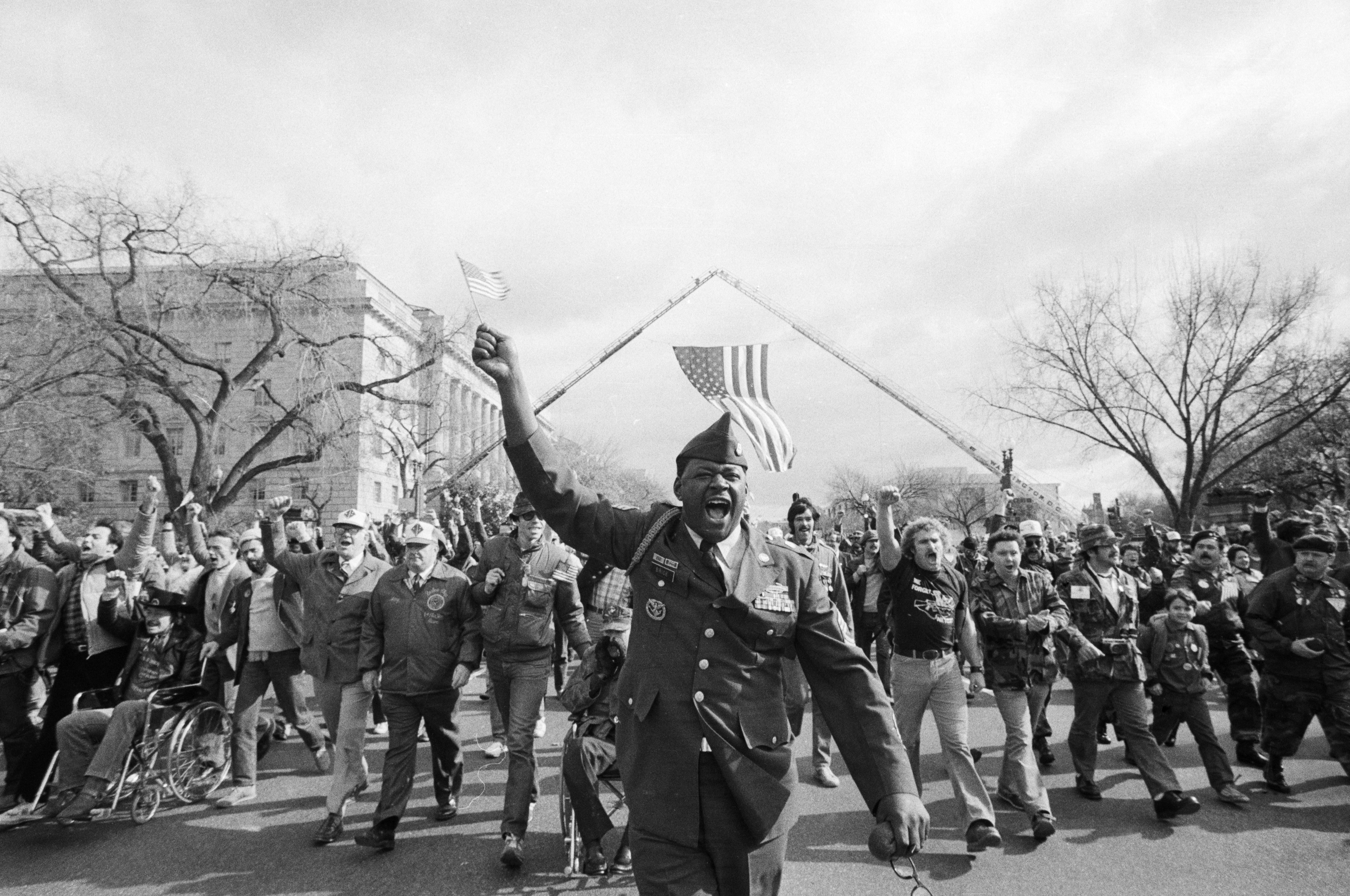 Vietnam veteran Eugene Brice at the 1982 Vietnam Veteran's parade in Washington D.C. (Bettmann Archive)