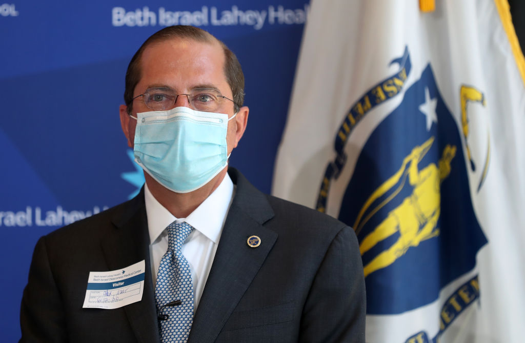 Secretary of Health and Human Services Alex Azar speaks at a press conference after a tour at Beth Israel Deaconess Medical Center on June 12, 2020 in Boston. (David L. Ryan—The Boston Globe/Getty Images)