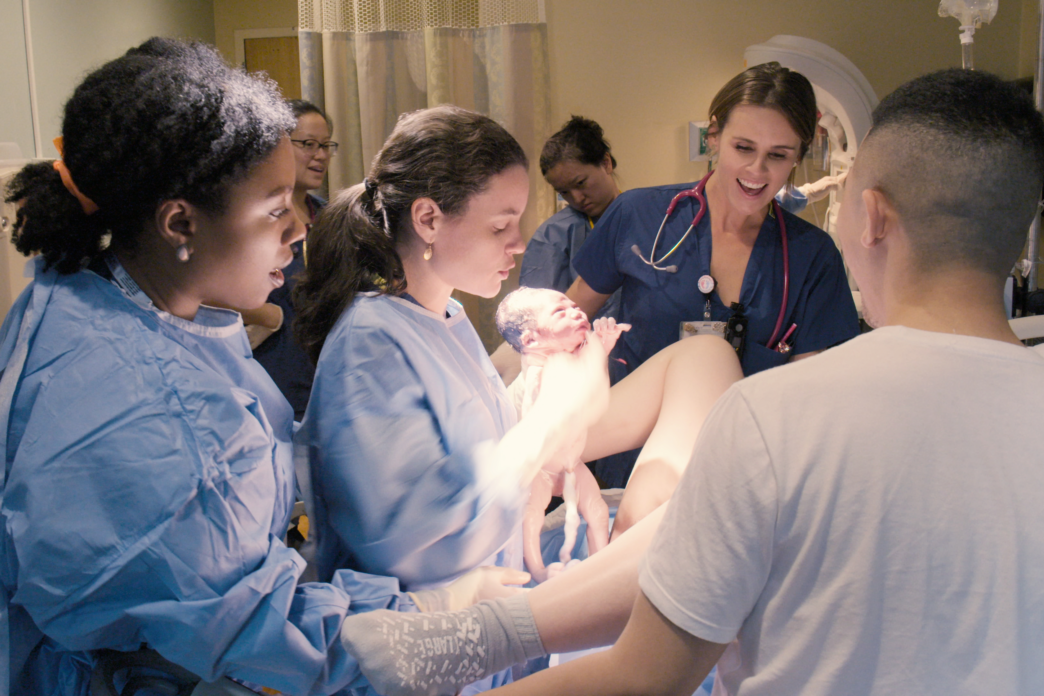Dr. Amanda Little-Richardson, far left, in the delivery room