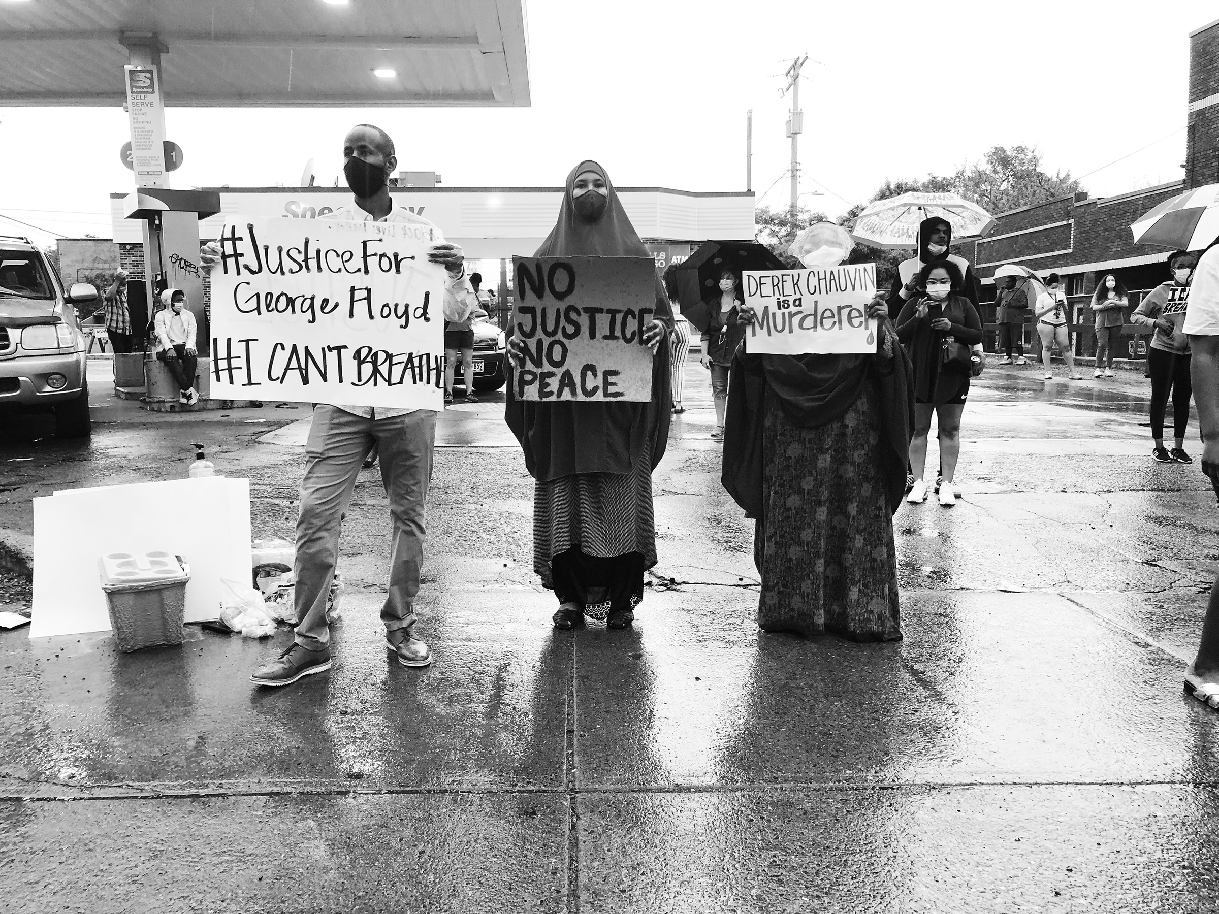 Protestors near Cup Foods where George Floyd was killed in Minneapolis, Minn., on May 27.