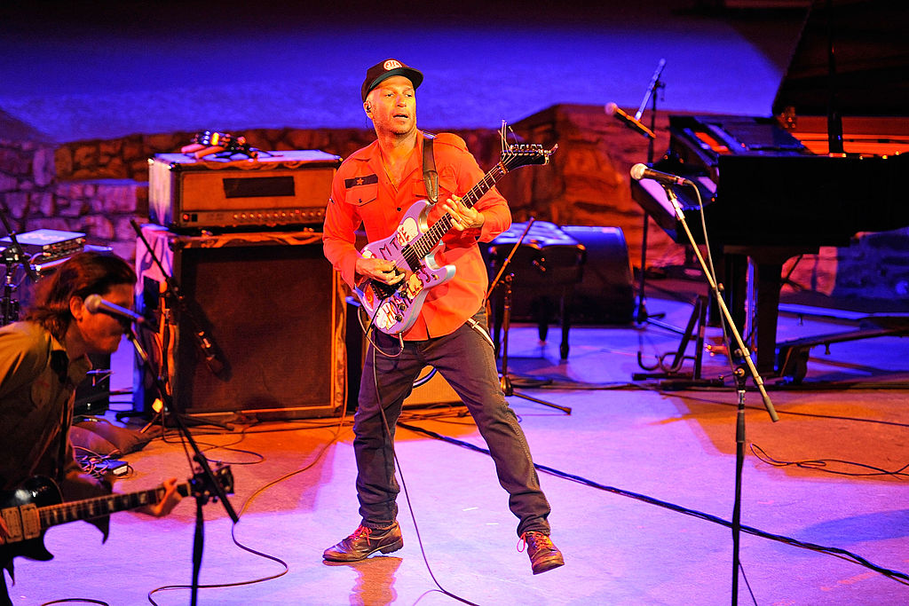 Guitarist Tom Morello of Rage Against The Machine performs at the Jail Guitar Doors All-Star Fundraising Concert  at Ford Theatre on September 5, 2014 in Hollywood, California. (Michael Tullberg —Getty Images)