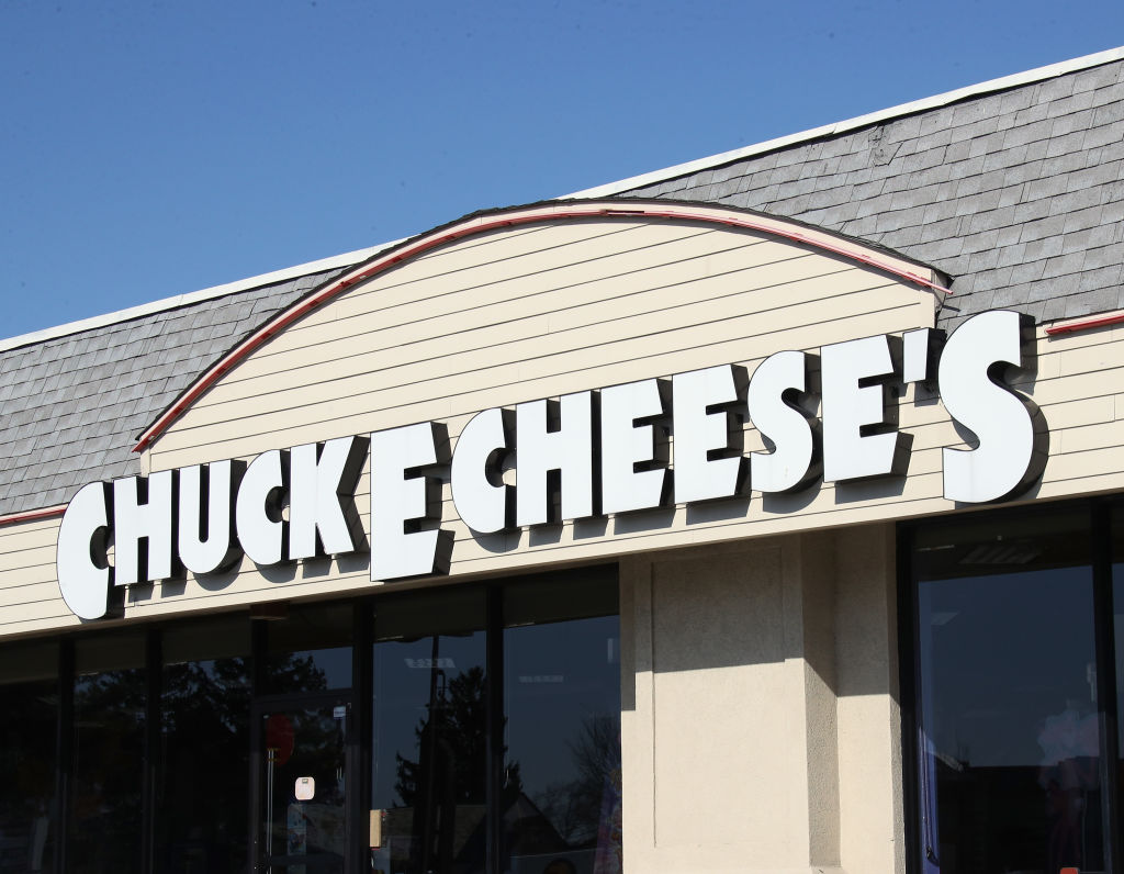 An image of the sign for a Chuck E Cheese store as photographed on March 18, 2020 in Hicksville, New York. (Bruce Bennett–Getty Images)