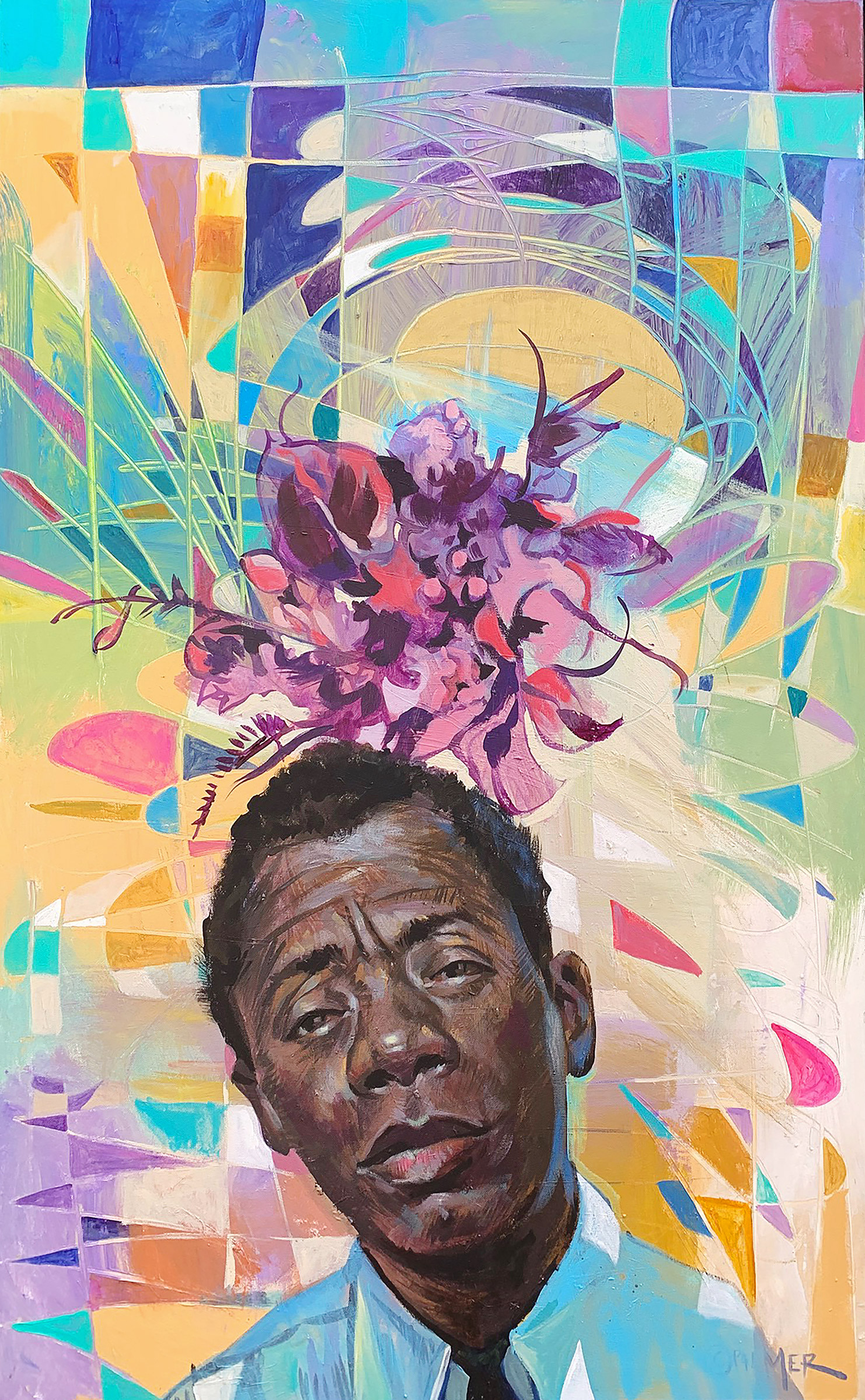 Charly Palmer, "Baldwin Blooms," acrylic on canvas