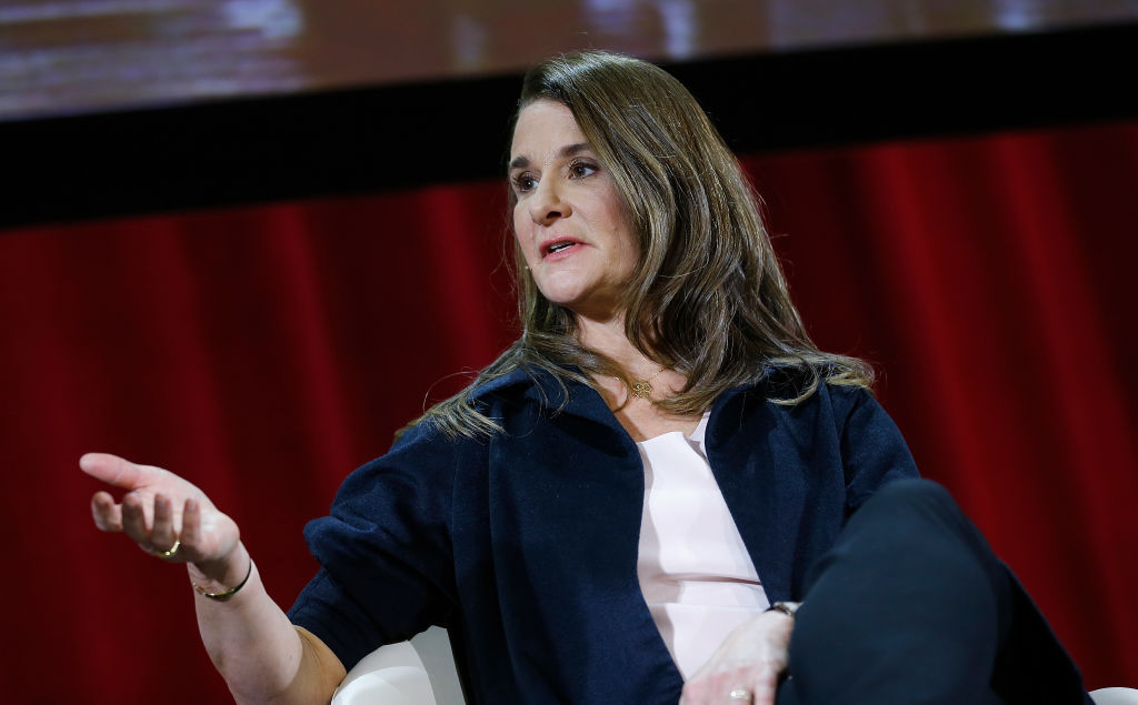 Melinda Gates speaks during a  
                      panel at Hunter College in New York City on Feb. 13, 2018 in New York City. (John Lamparski—Getty Images)